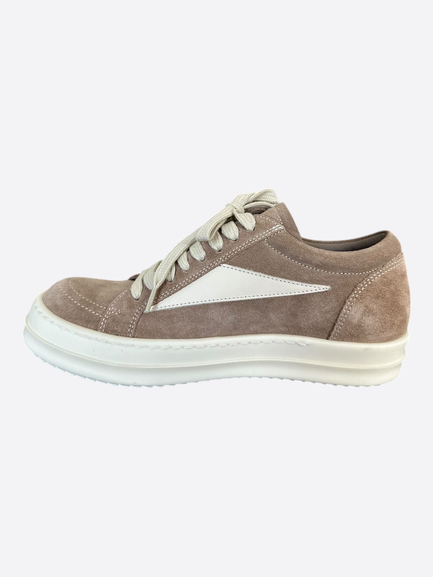 Rick Owens Brown & White Suede Vintage Women's Low Top Sneakers