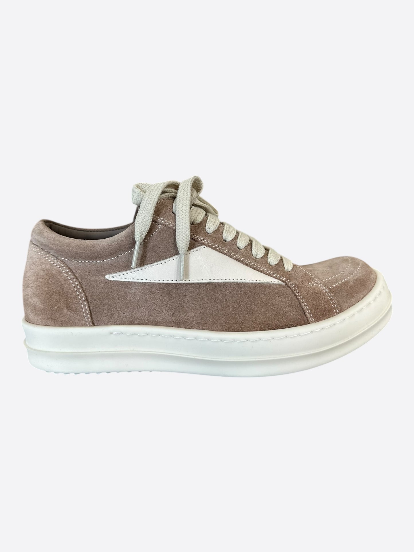 Rick Owens Brown & White Suede Vintage Women's Low Top Sneakers