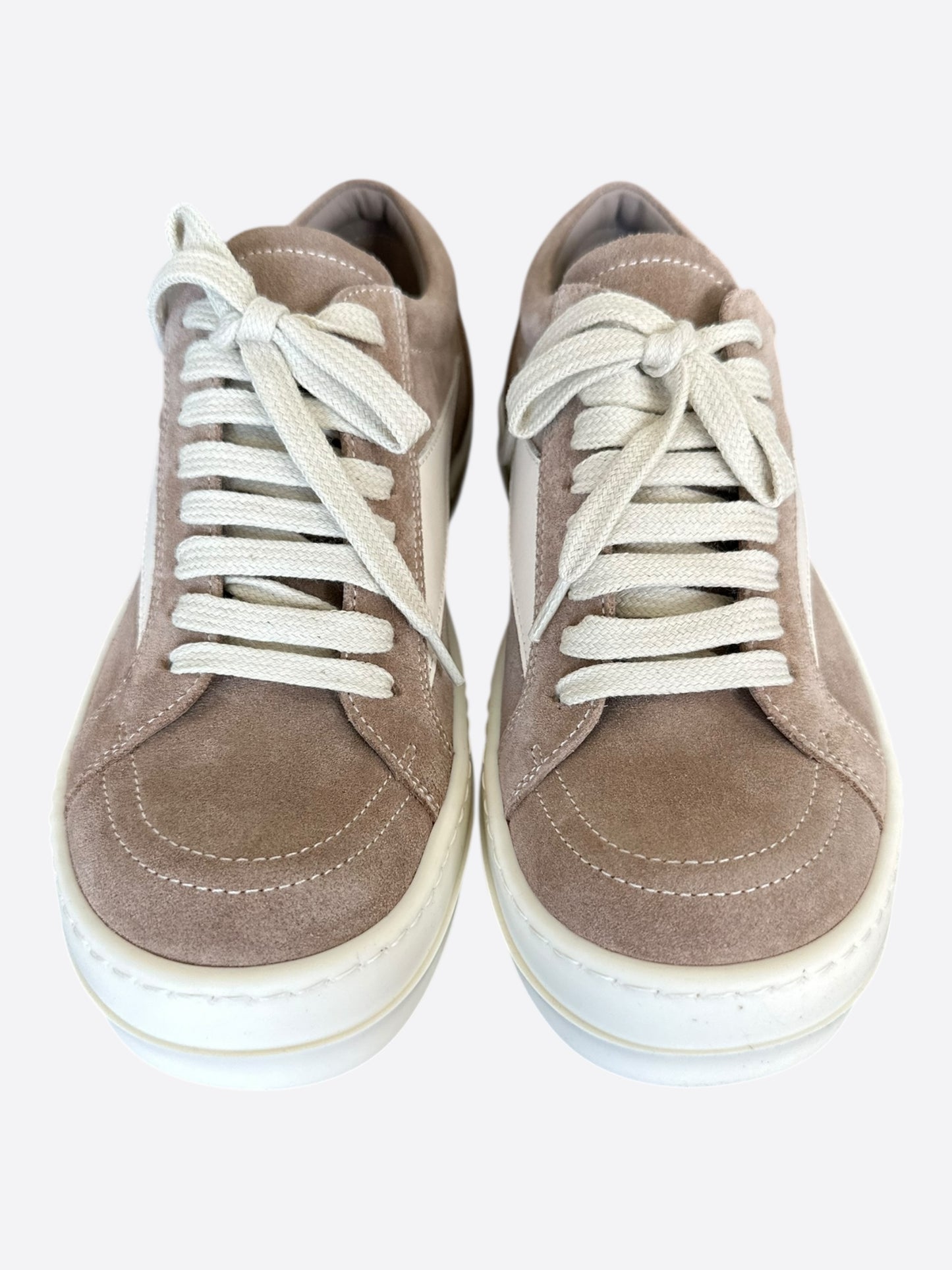 Rick Owens Brown & White Suede Vintage Women's Low Top Sneakers
