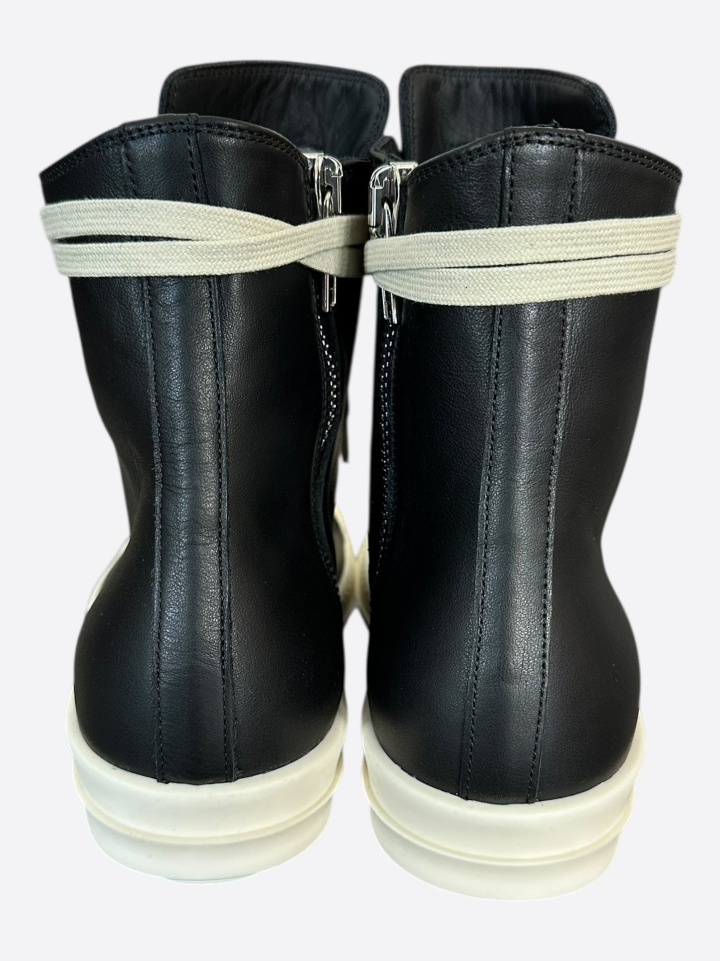 Rick Owens Black & White Leather High Top Sneakers