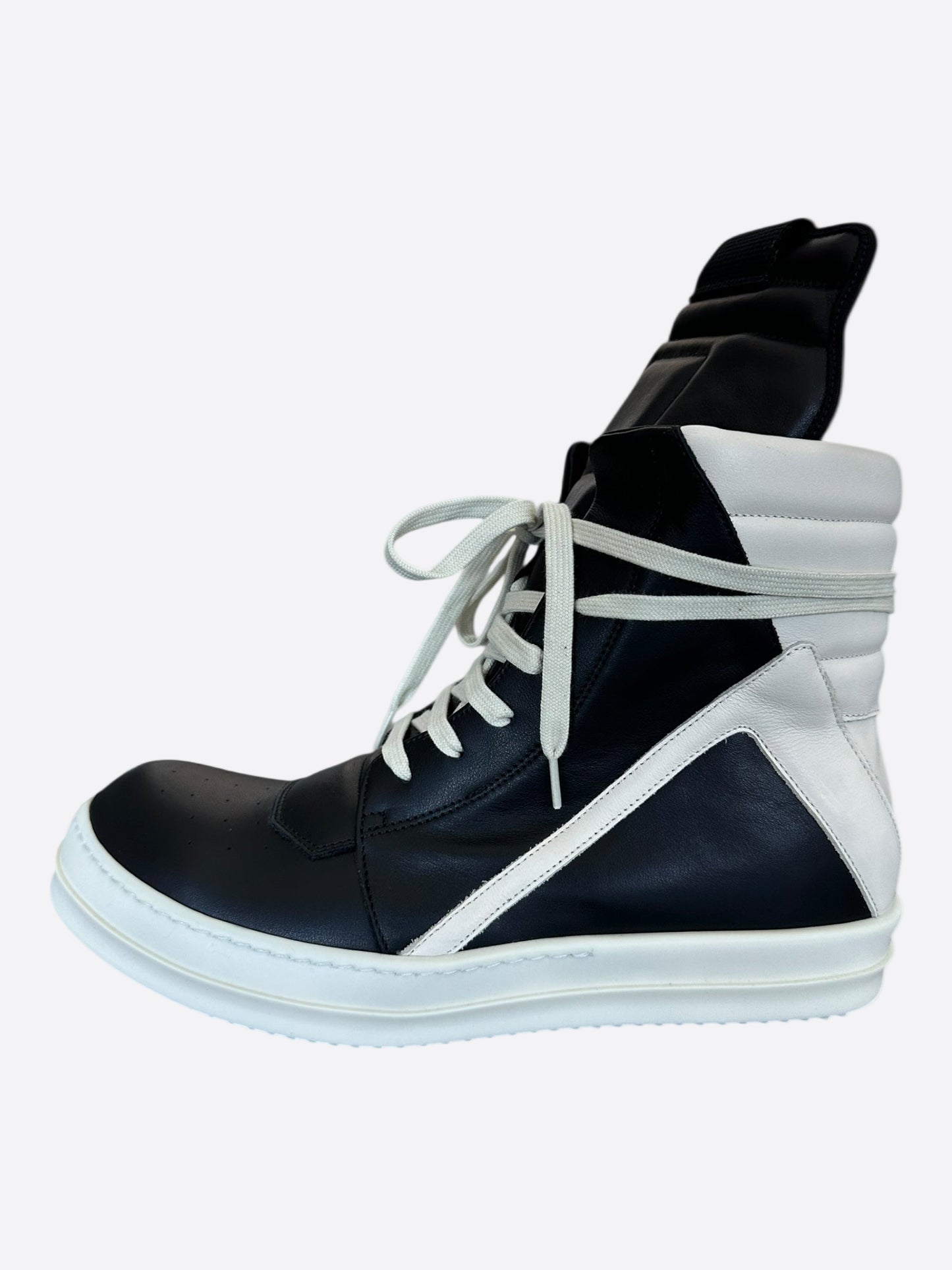 Rick Owens Black & White Leather Geobaskets