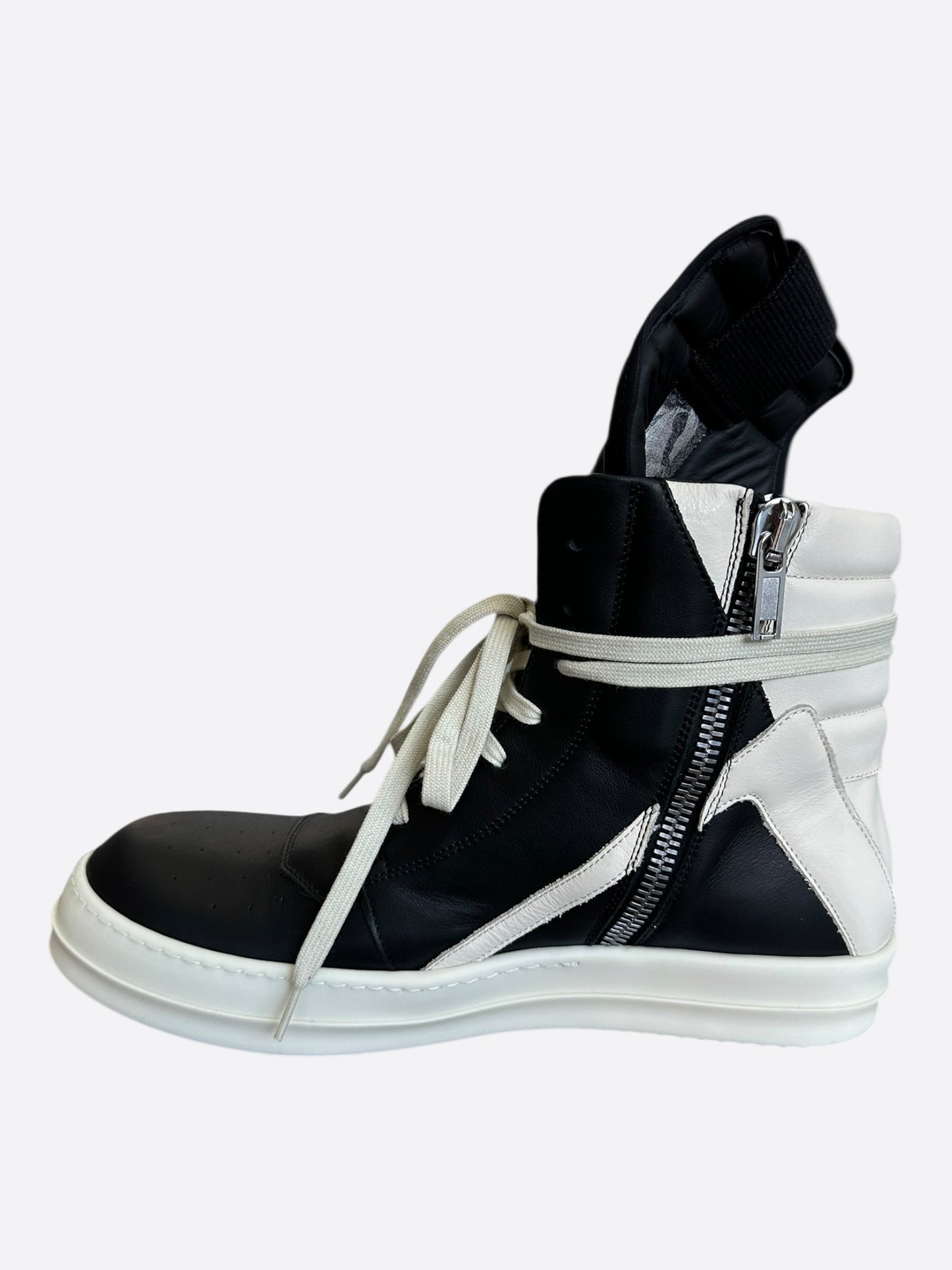 Rick Owens Black & White Leather Geobaskets