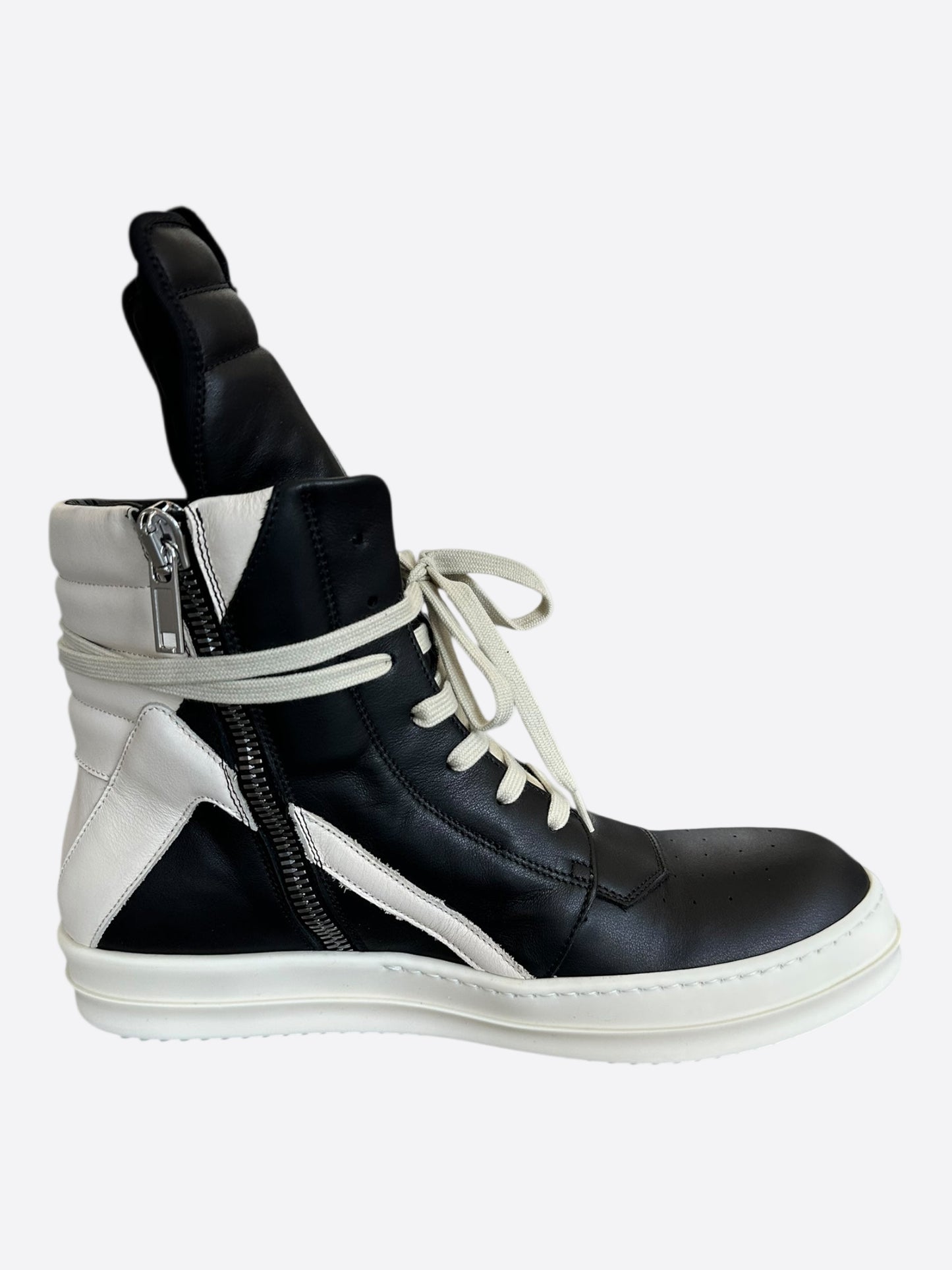 Rick Owens Black & White Leather Geobaskets