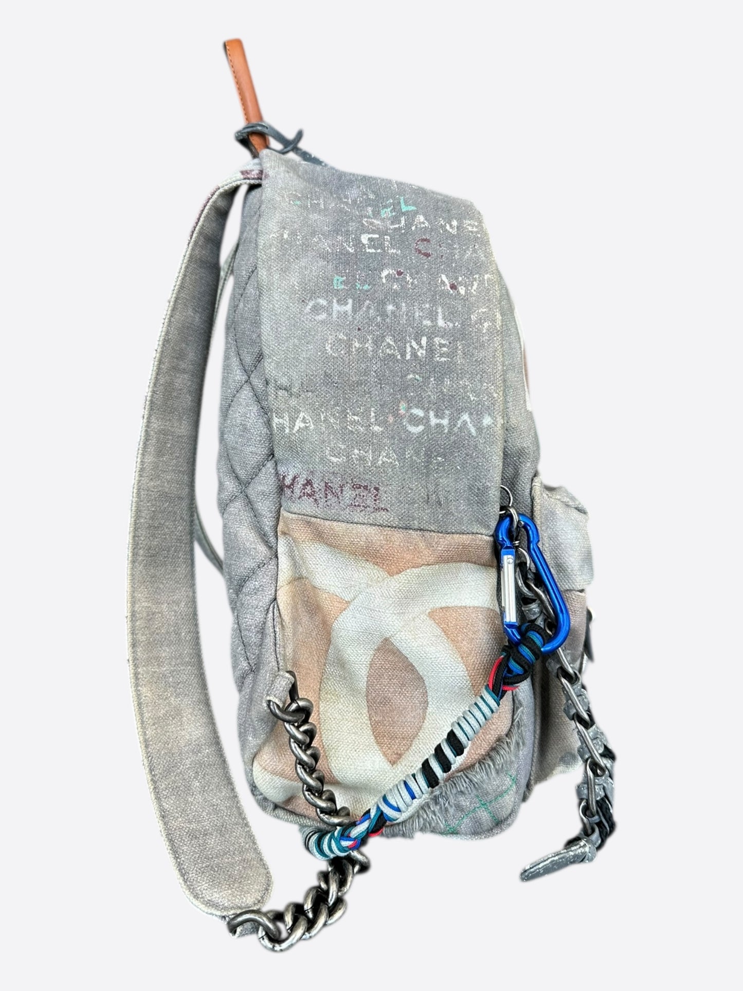 Chanel Grey & Beige Graffiti Backpack