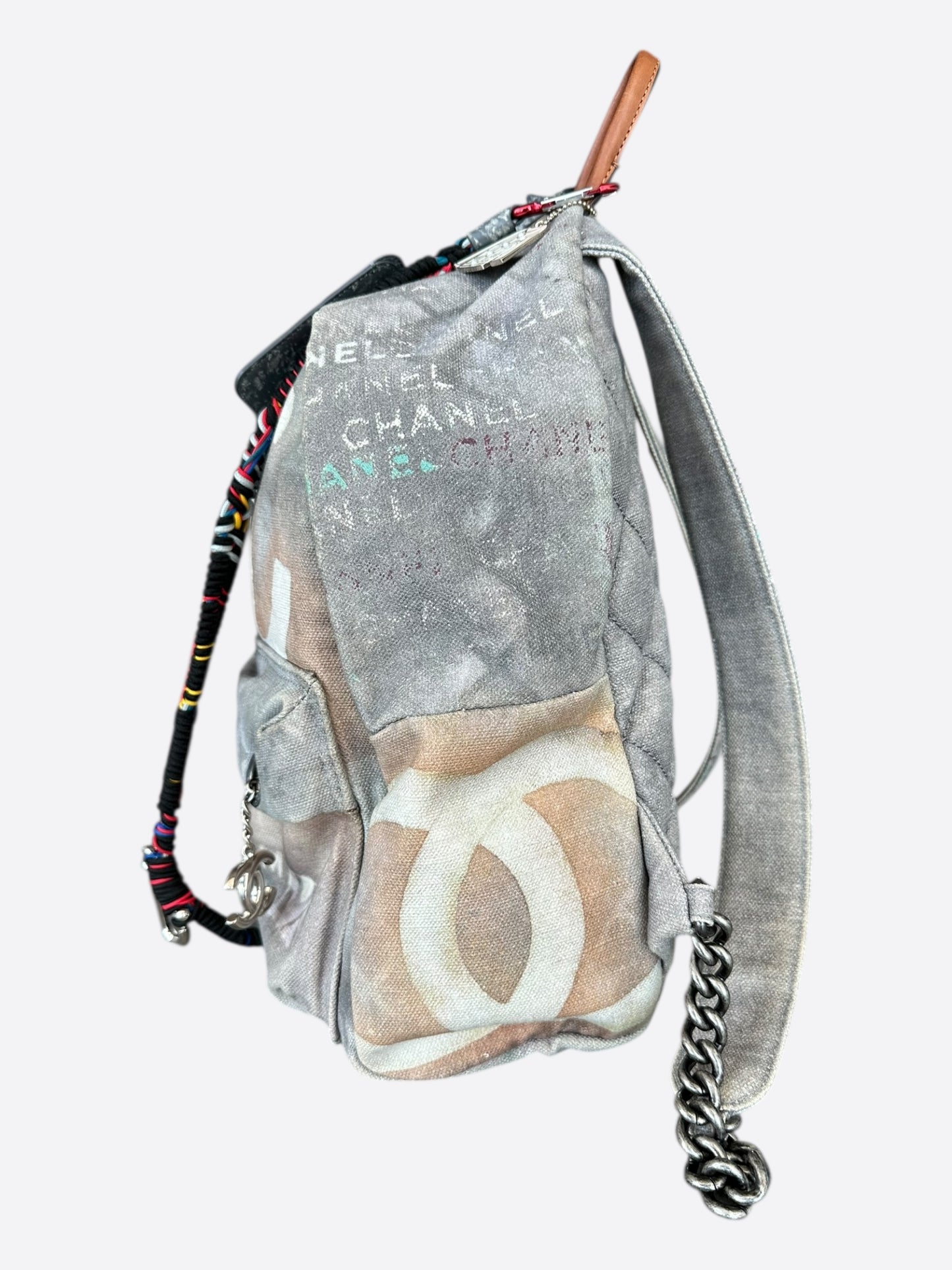 Chanel Grey & Beige Graffiti Backpack