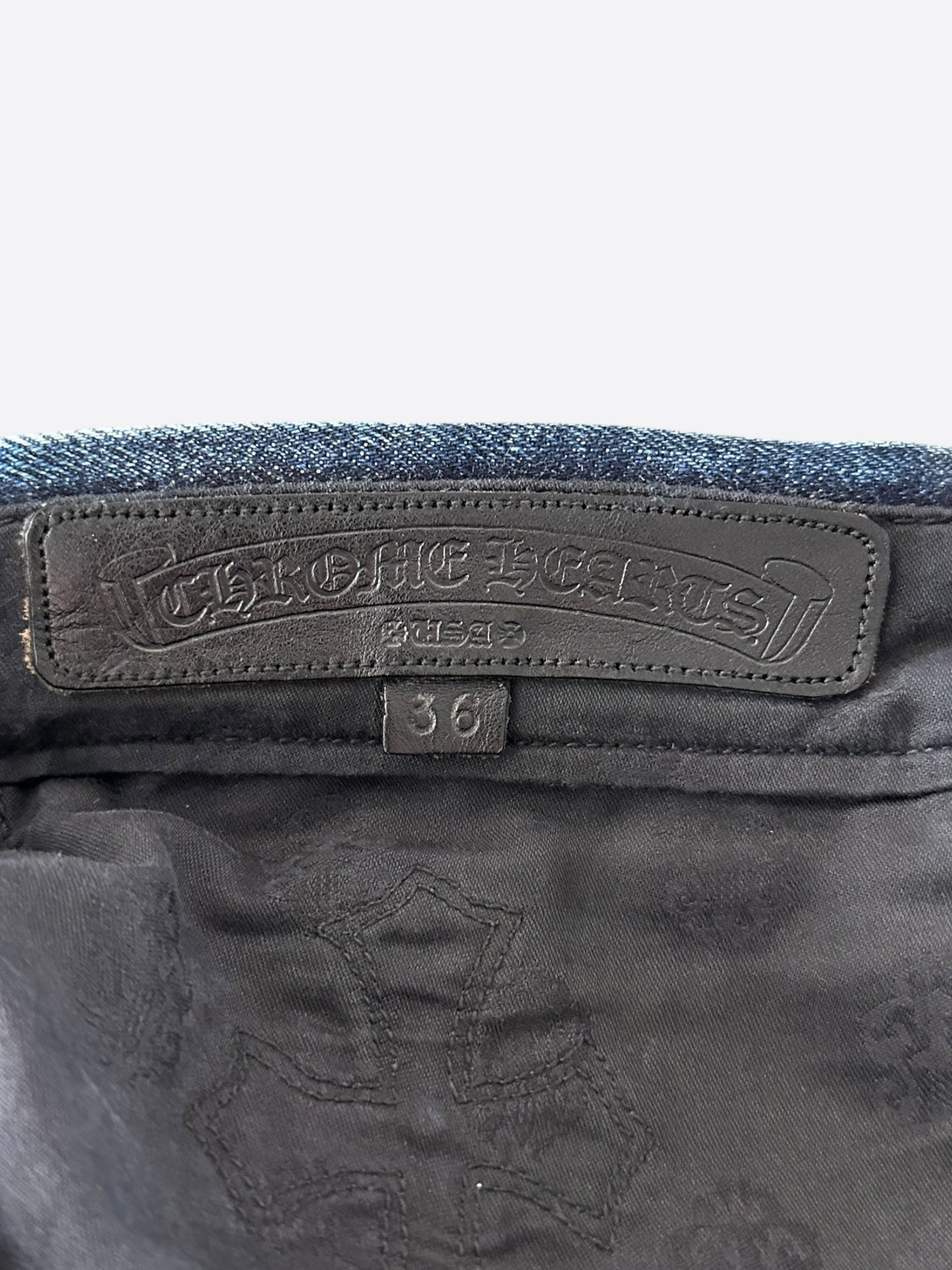 Chrome Hearts Blue Denim Cross Patch Jeans