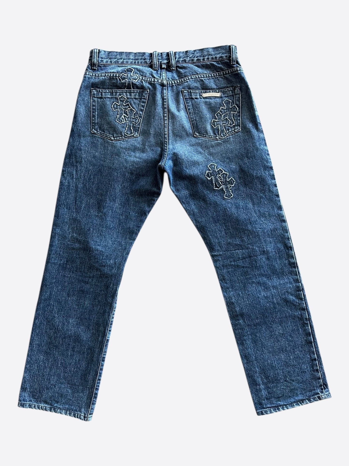 Chrome Hearts Blue Denim Cross Patch Jeans