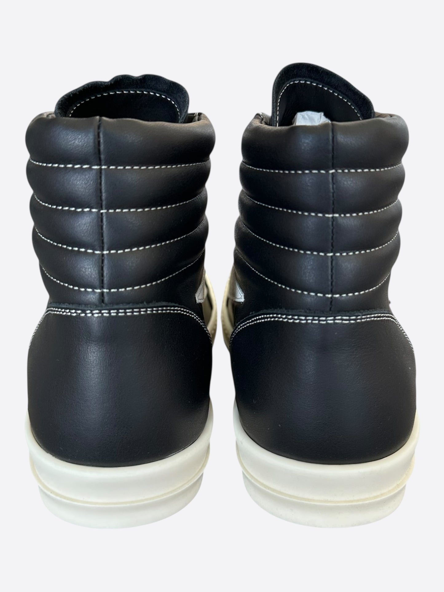 Rick Owens Black & White Leather Vintage High Top Sneakers