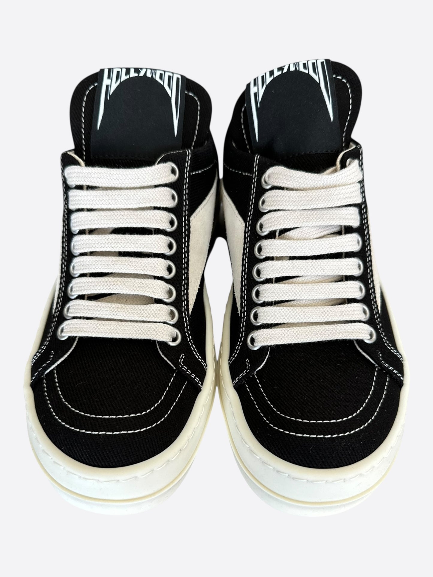 Rick Owens Black & White Denim Vintage Women's Low Top Sneakers