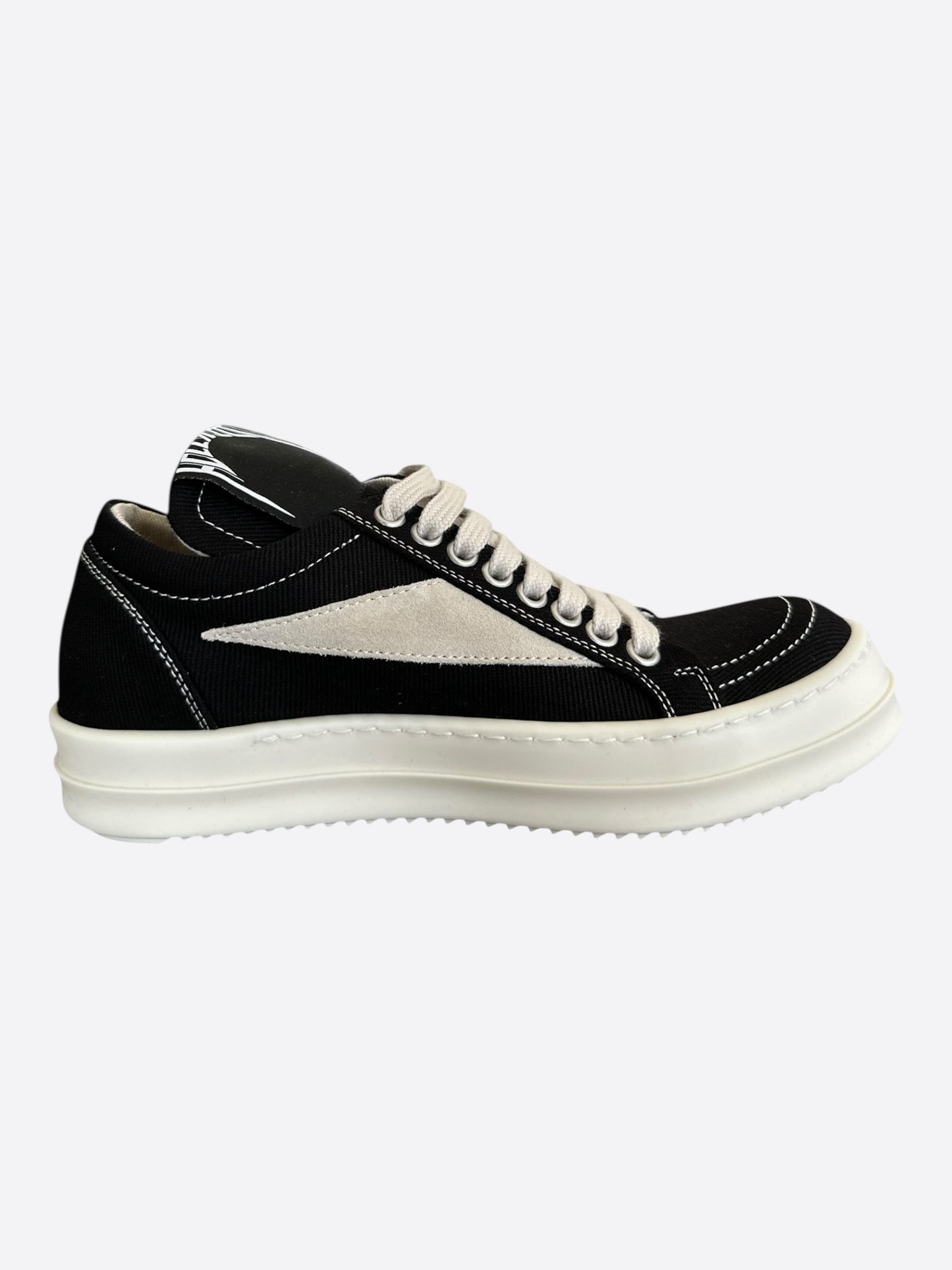 Rick Owens Black & White Denim Vintage Women's Low Top Sneakers