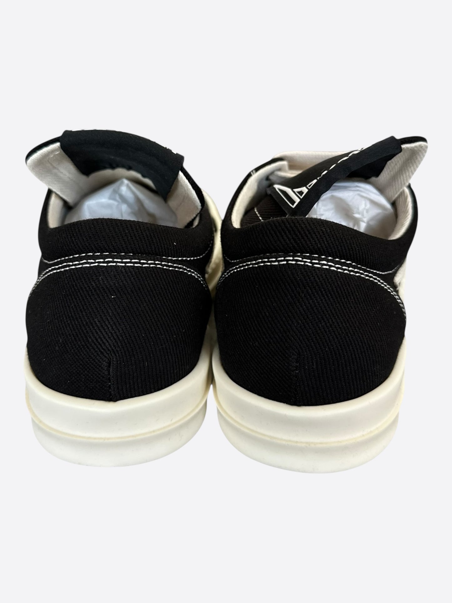 Rick Owens Black & White Denim Vintage Women's Low Top Sneakers