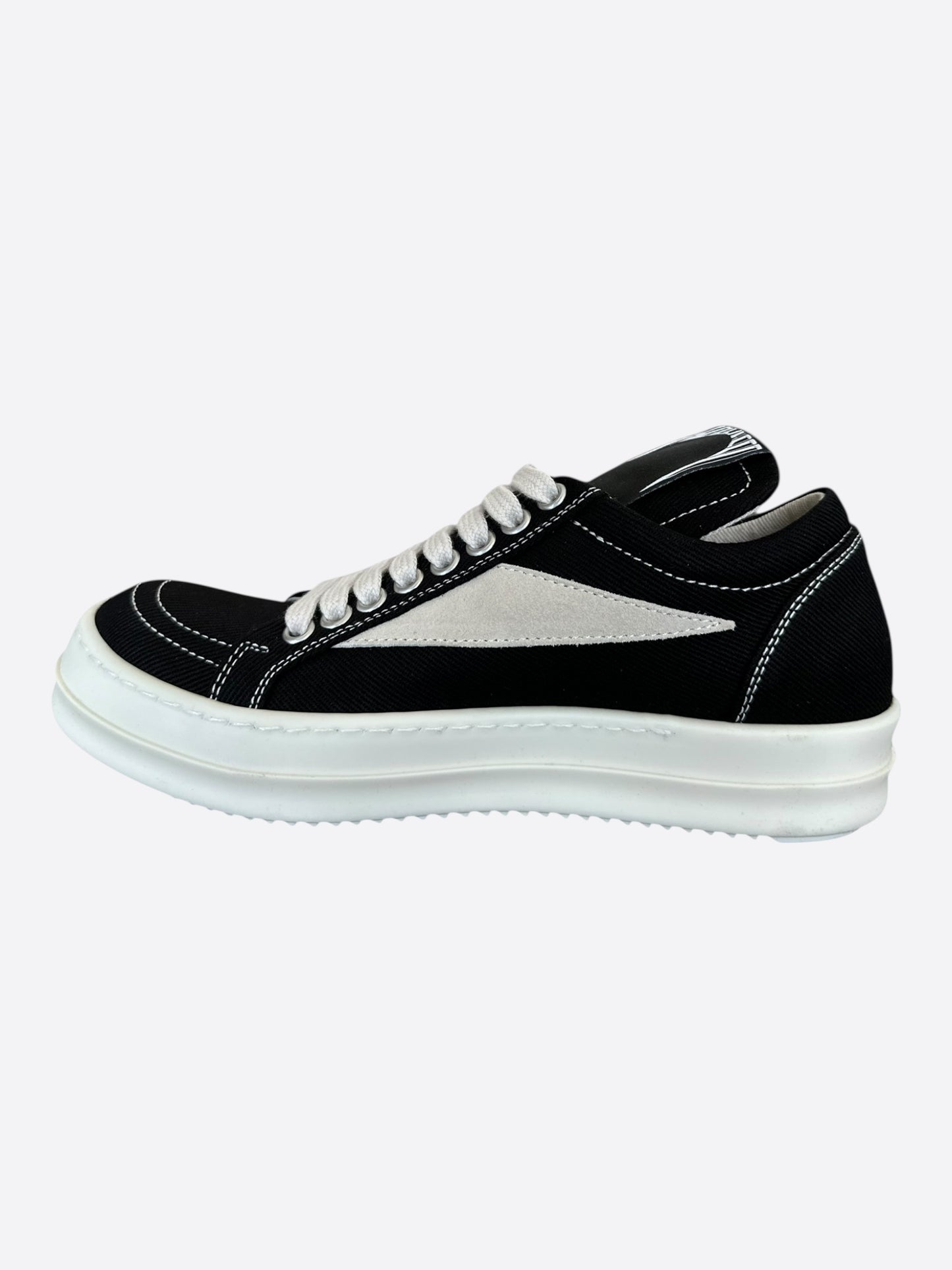 Rick Owens Black & White Denim Vintage Women's Low Top Sneakers