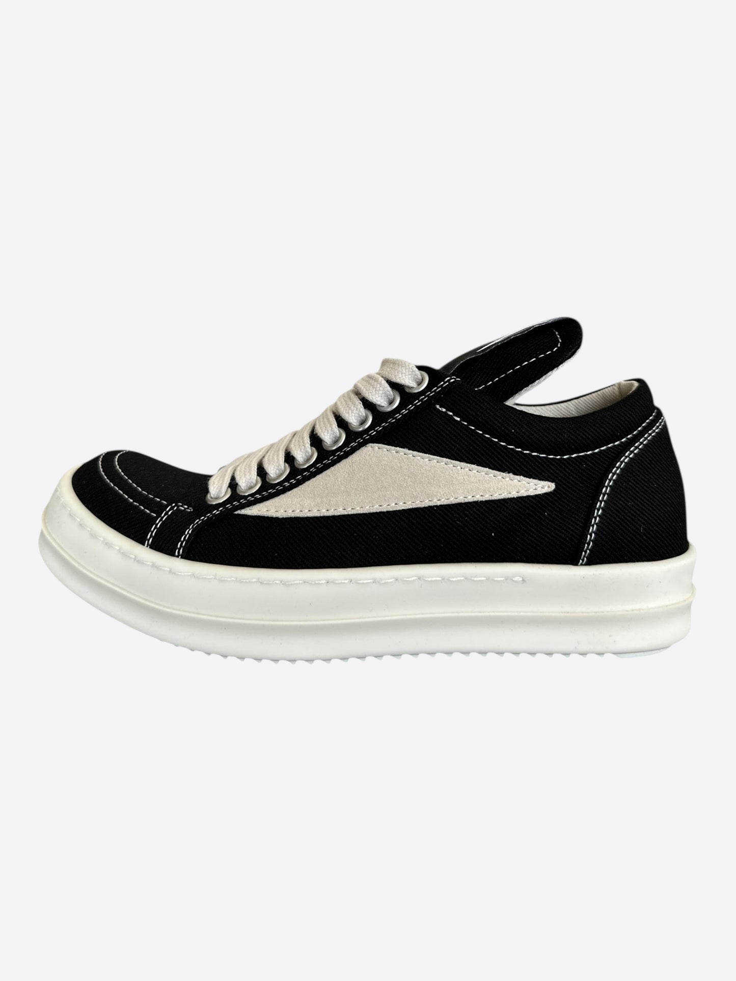 Rick Owens Black & White Denim Vintage Women's Low Top Sneakers