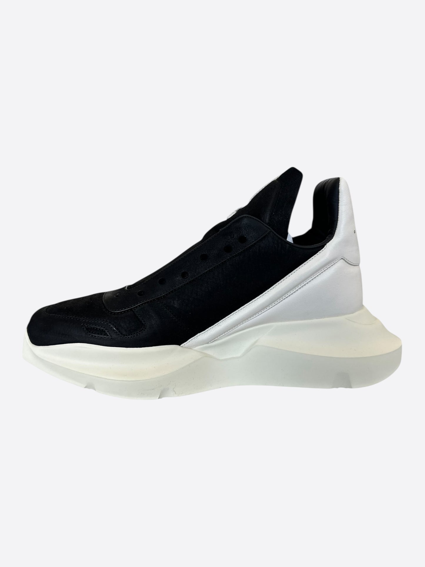 Rick Owens Black & White Leather Geth Runner Sneakers