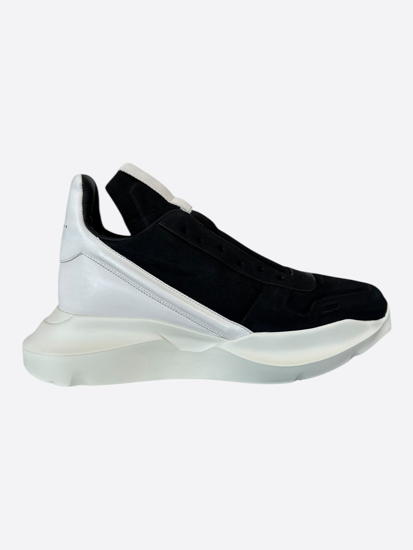 Rick Owens Black & White Leather Geth Runner Sneakers