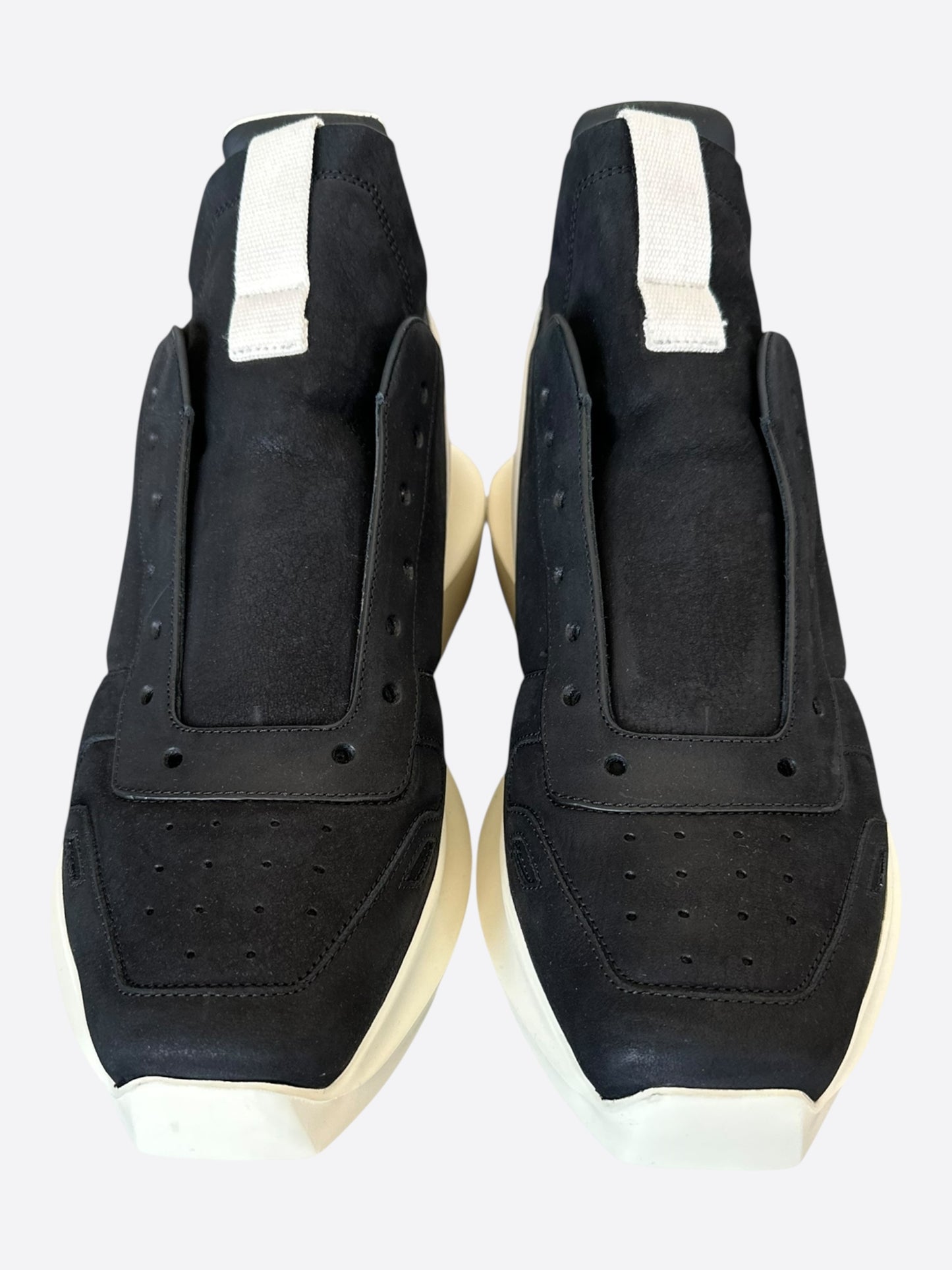 Rick Owens Black & White Leather Geth Runner Sneakers