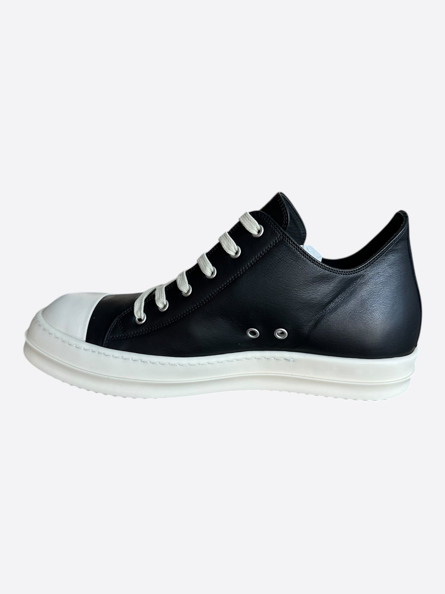 Rick Owens Black & White Leather Low Top Sneakers