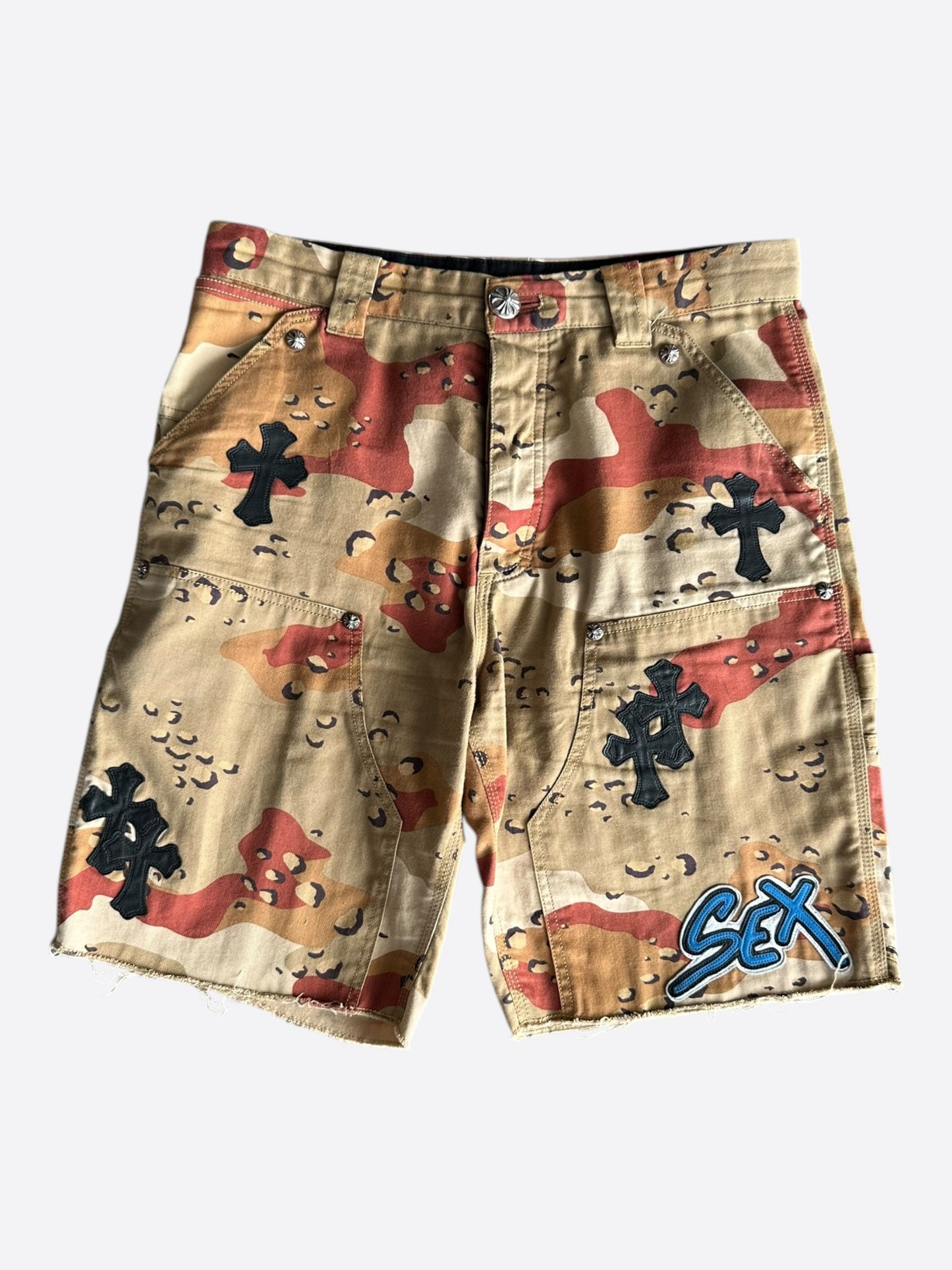 Chrome Hearts Camouflage Sex Records Cross Patch Carpenter Shorts