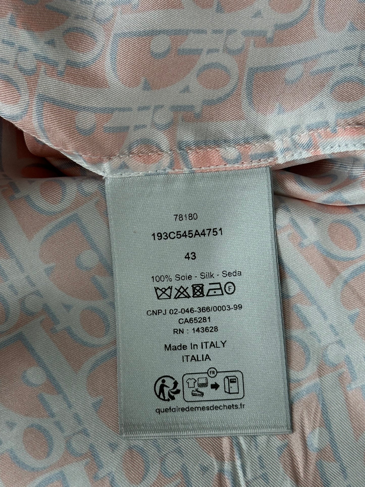 Dior Orange & White Oblique Bermuda Silk Button Up Shirt