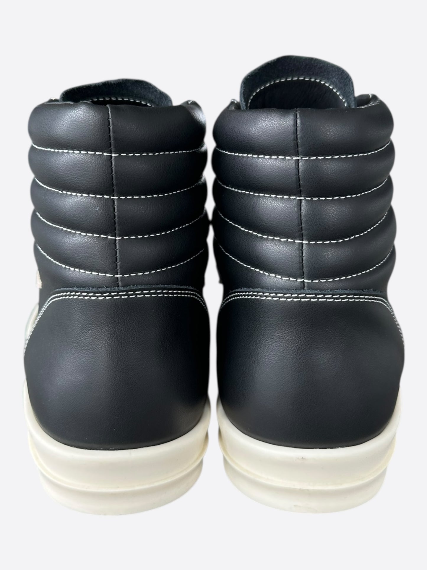 Rick Owens Black & White Leather Vintage High Top Sneakers