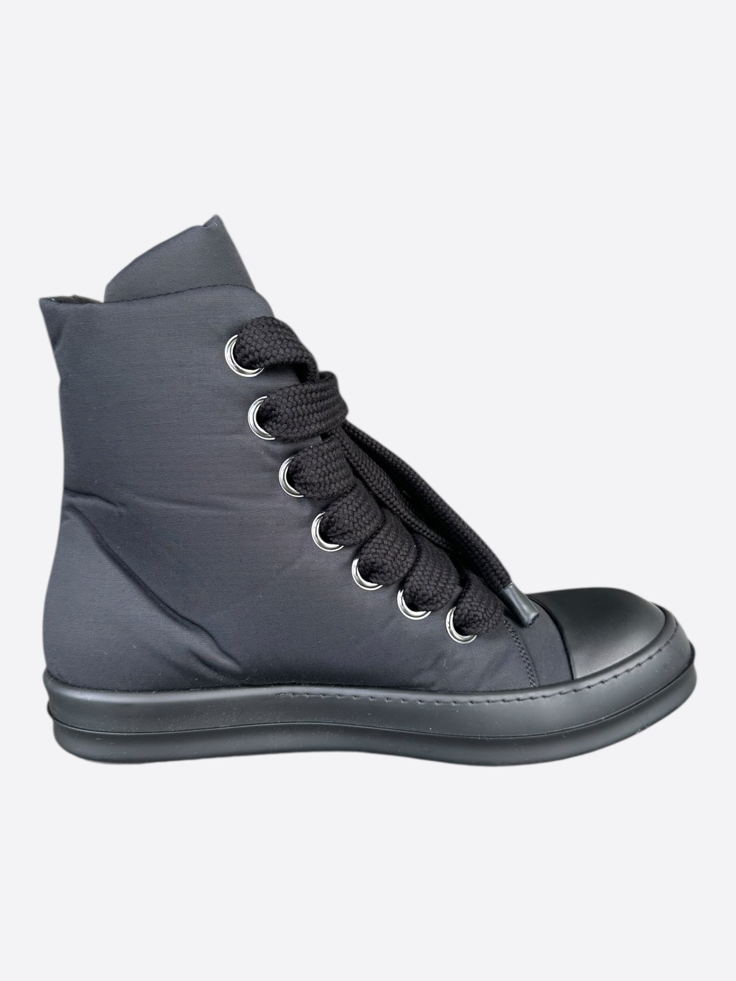Rick Owens Black Jumbo Lace High Top Puffer Sneakers