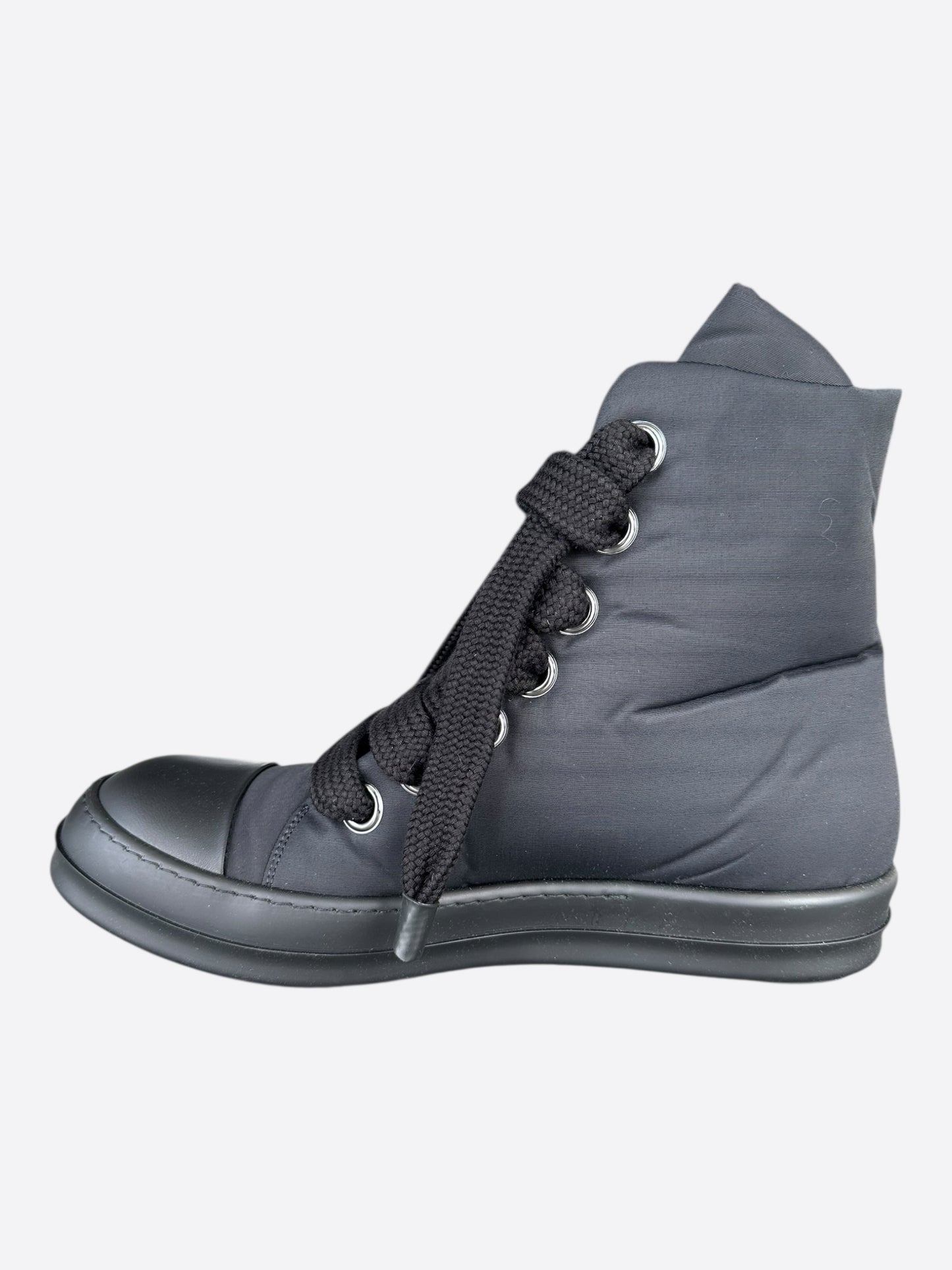 Rick Owens Black Jumbo Lace High Top Puffer Sneakers