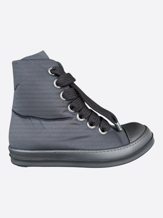 Rick Owens Black Jumbo Lace High Top Puffer Sneakers