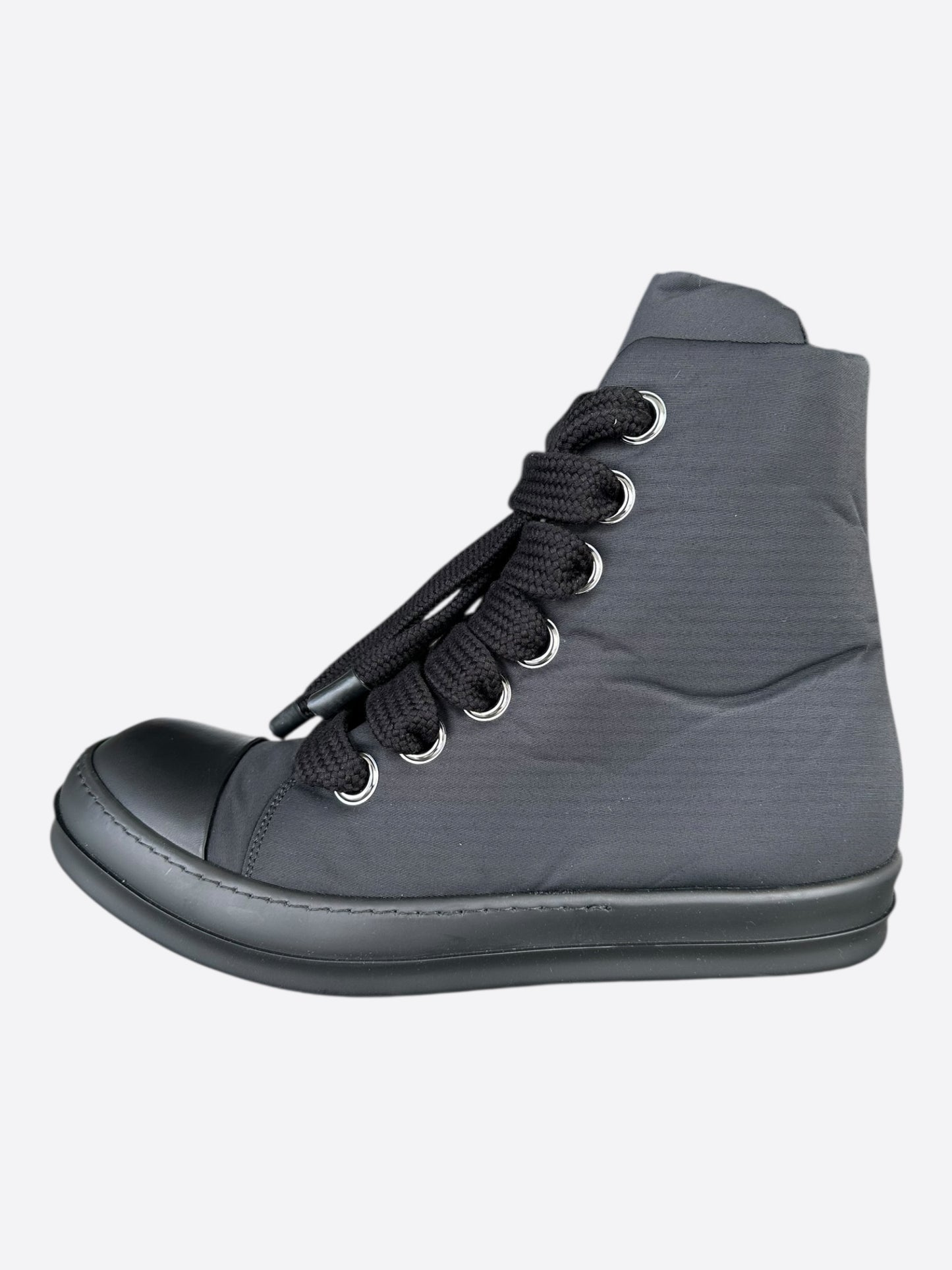 Rick Owens Black Jumbo Lace High Top Puffer Sneakers