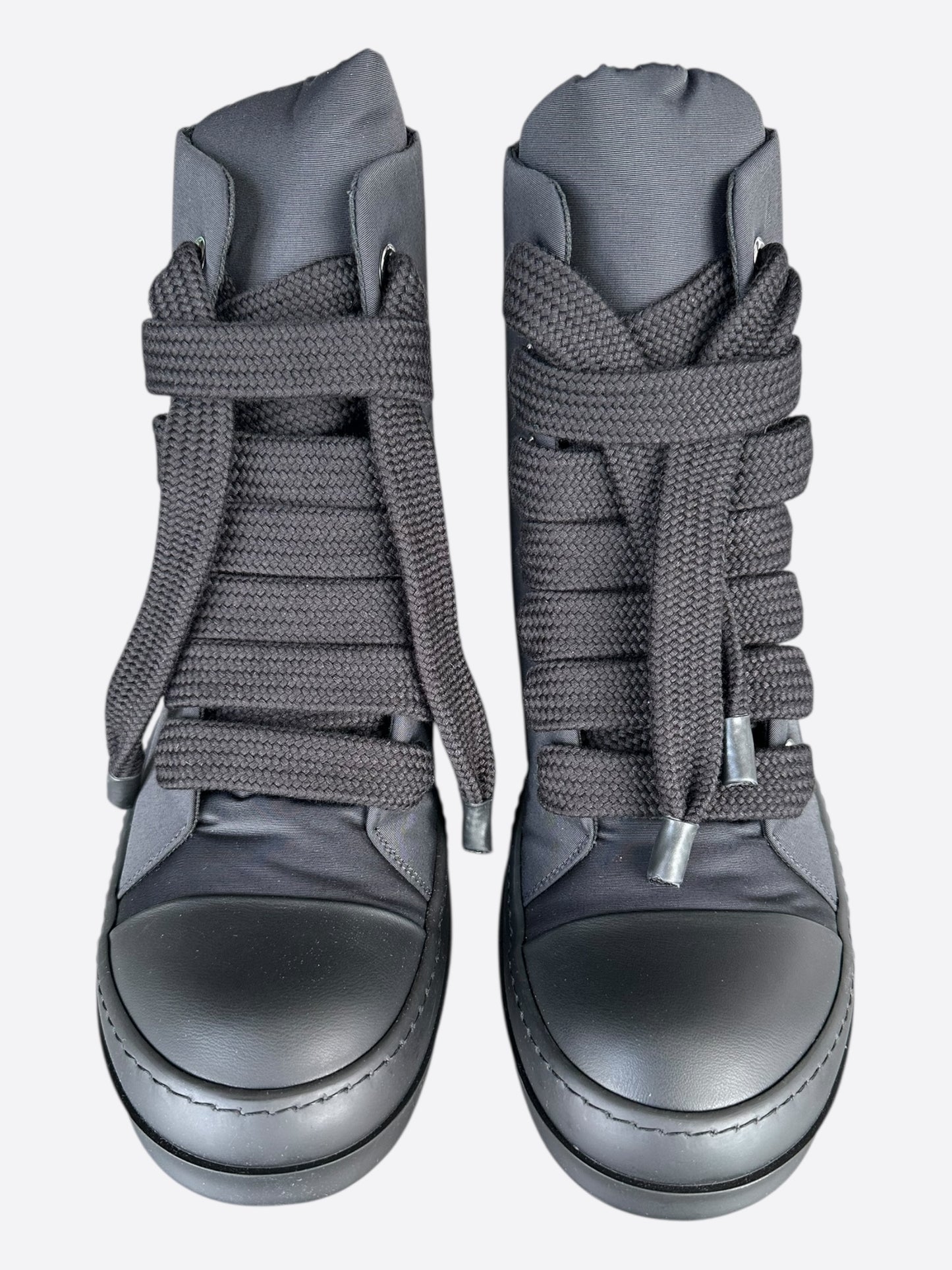 Rick Owens Black Jumbo Lace High Top Puffer Sneakers