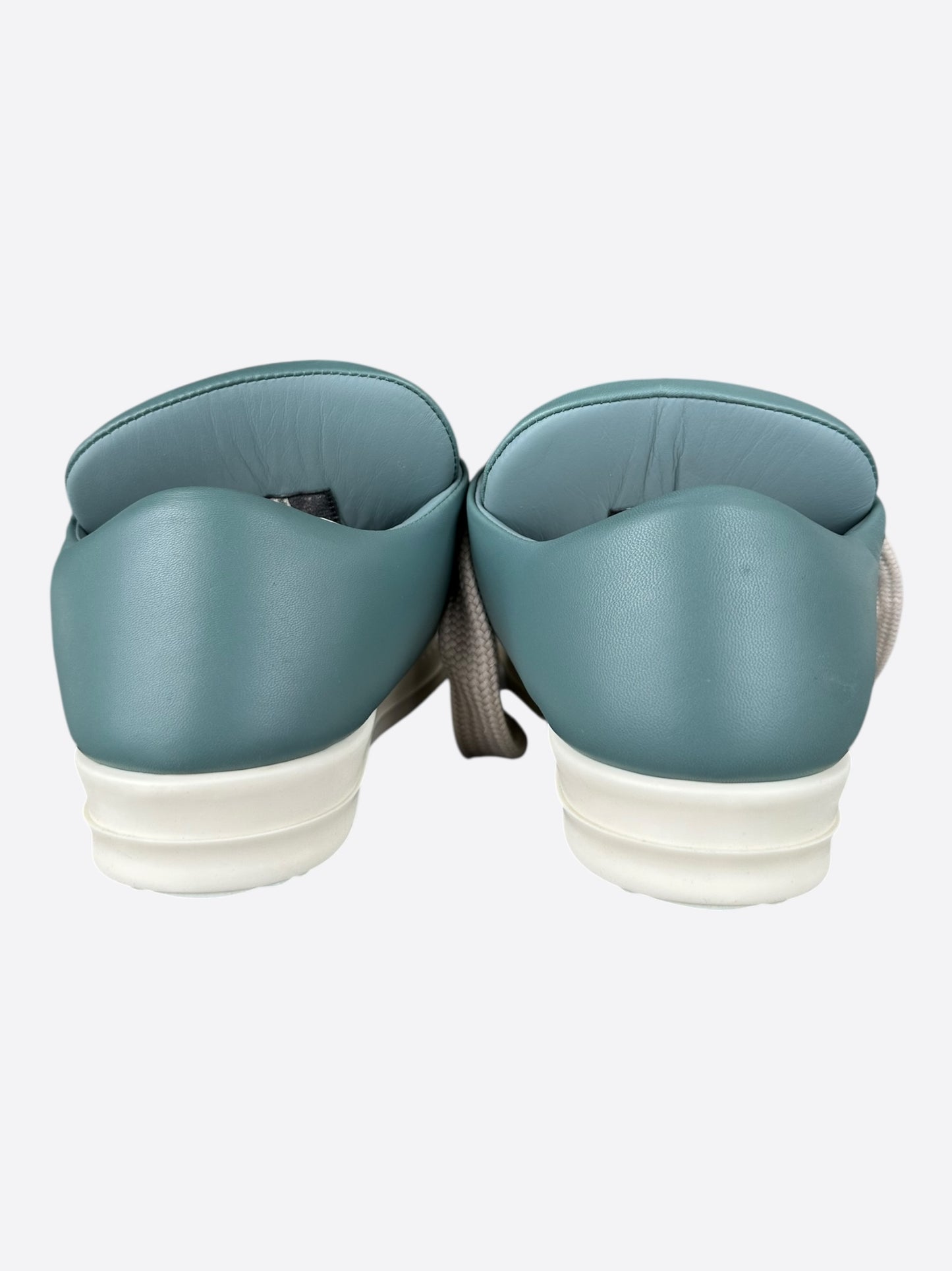 Rick Owens Blue Leather Jumbo Lace Women's Low Top Puffer Sneakers