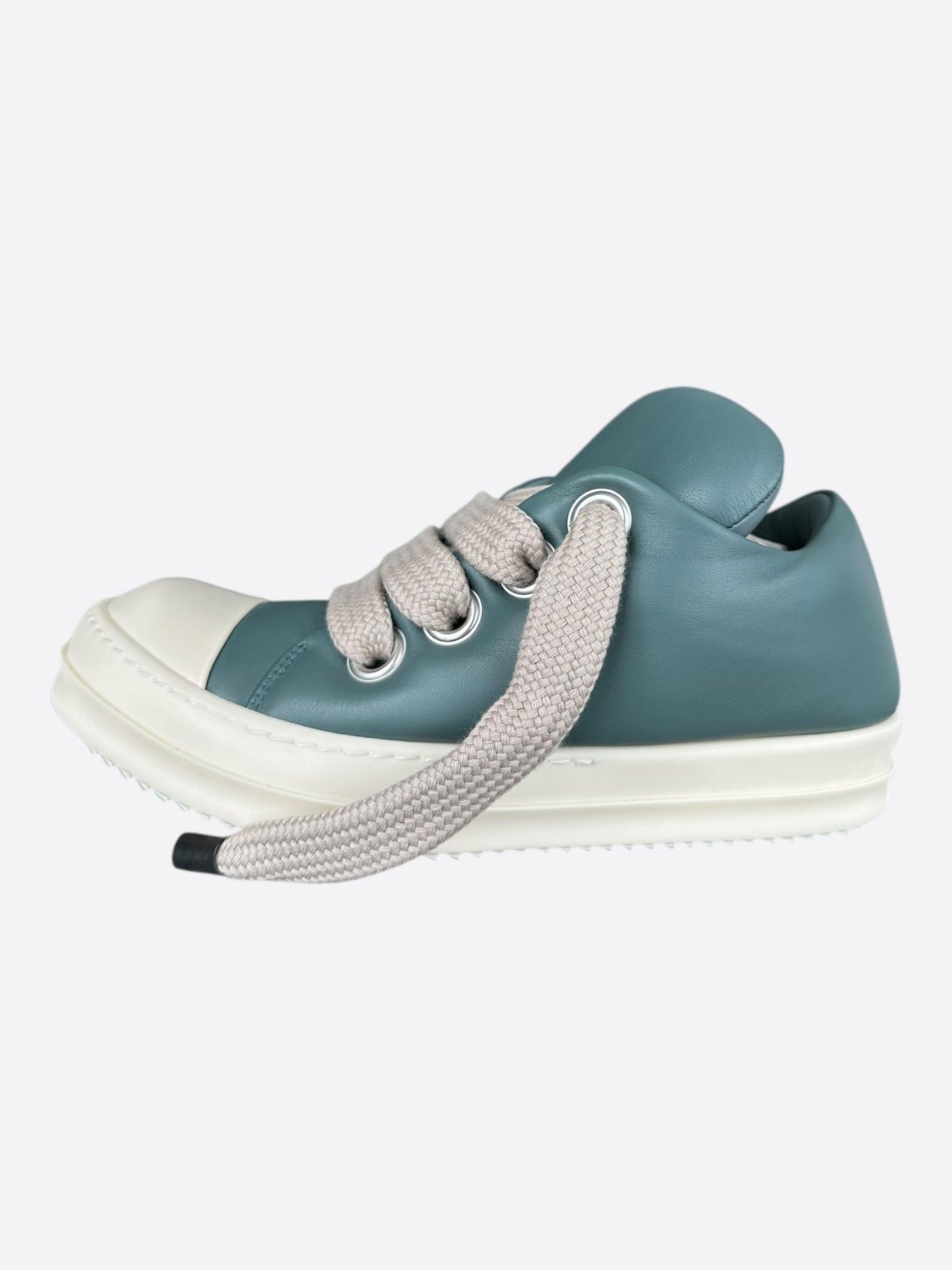 Rick Owens Blue Leather Jumbo Lace Women's Low Top Puffer Sneakers