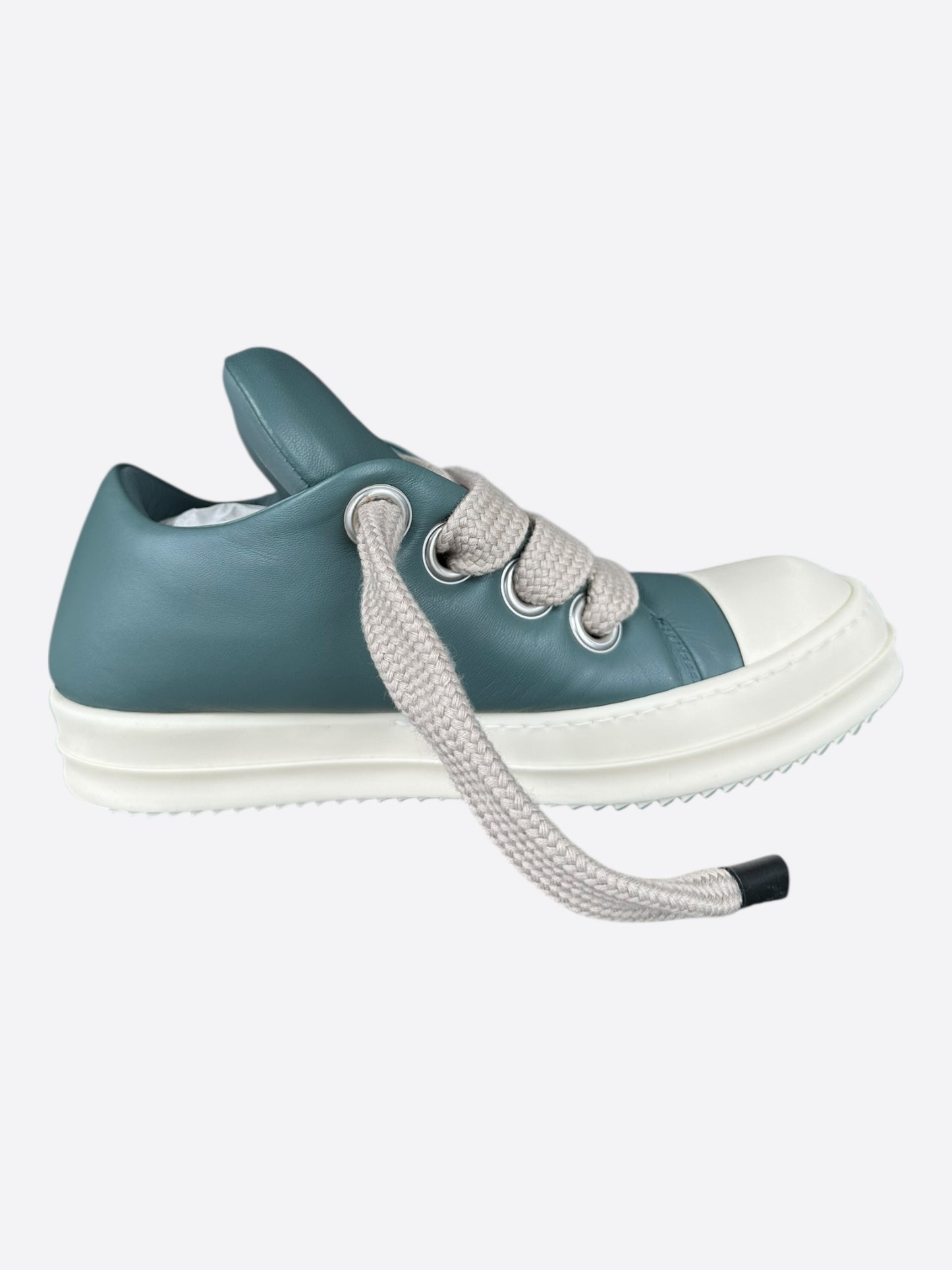 Rick Owens Blue Leather Jumbo Lace Women's Low Top Puffer Sneakers
