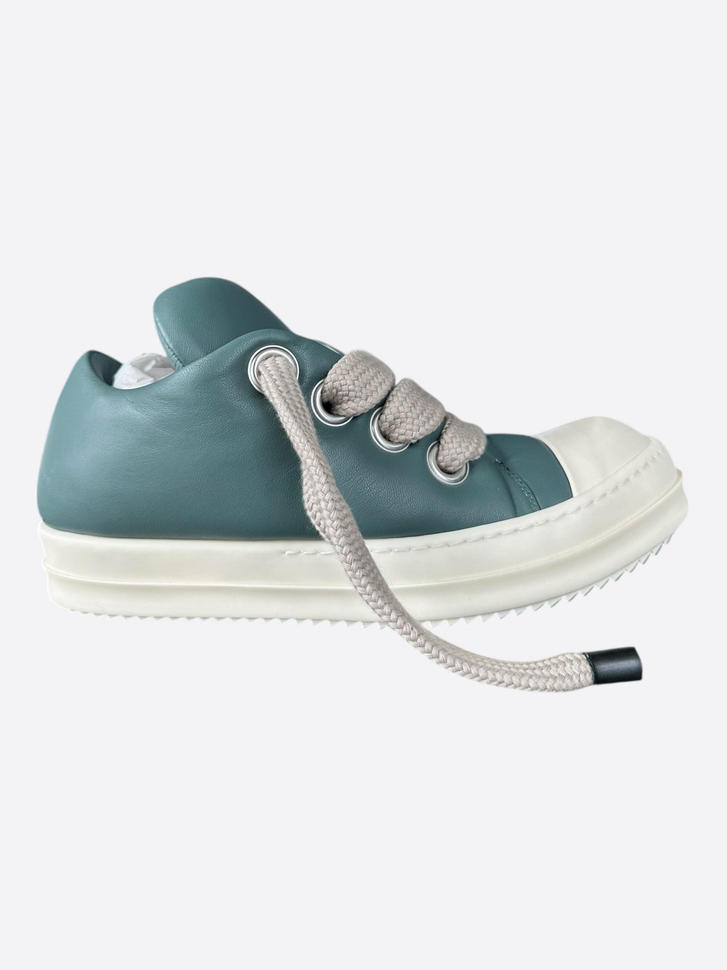 Rick Owens Blue Leather Jumbo Lace Women's Low Top Puffer Sneakers