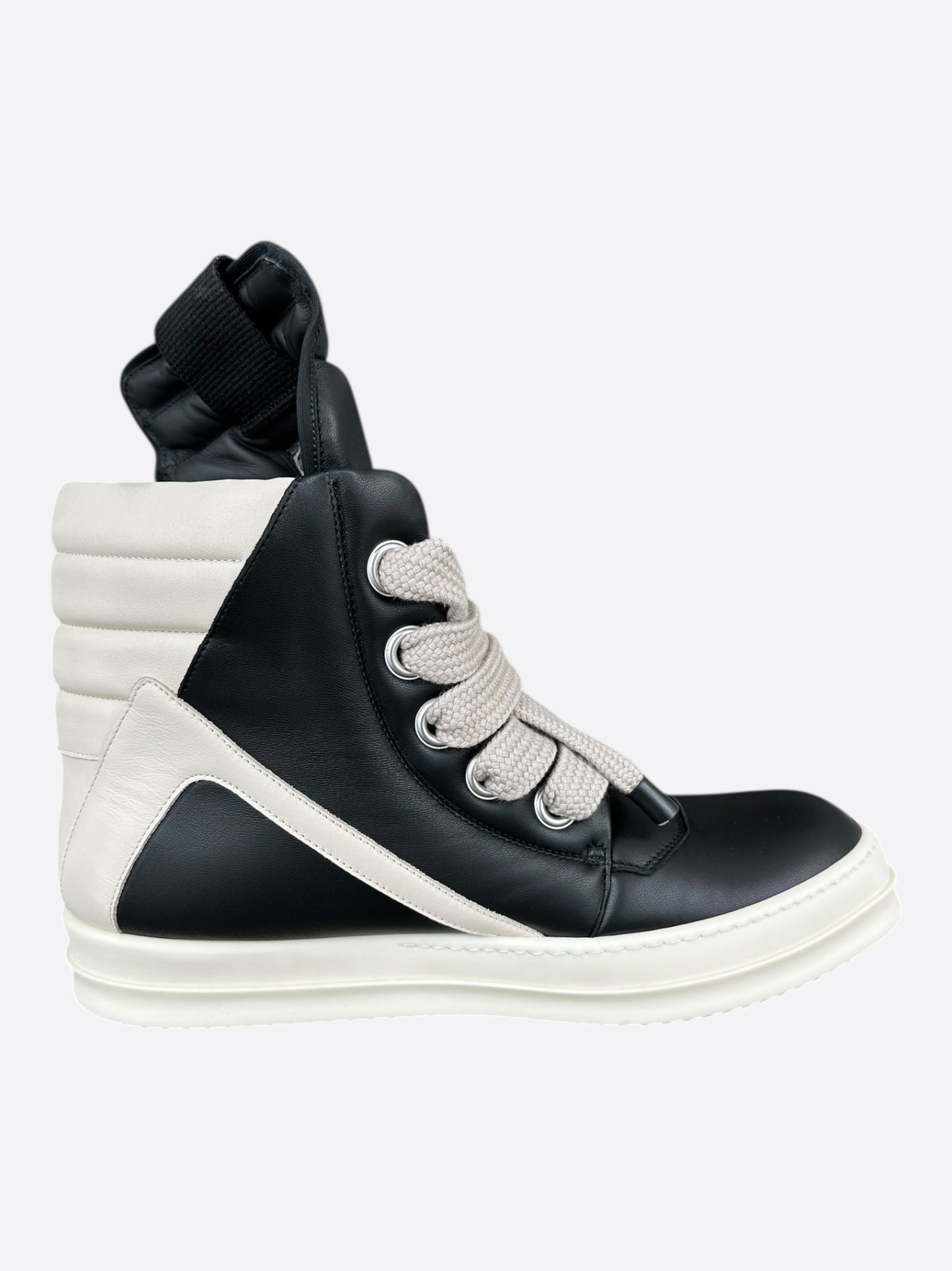 Rick Owens Black & White Leather Jumbo Lace Geobaskets
