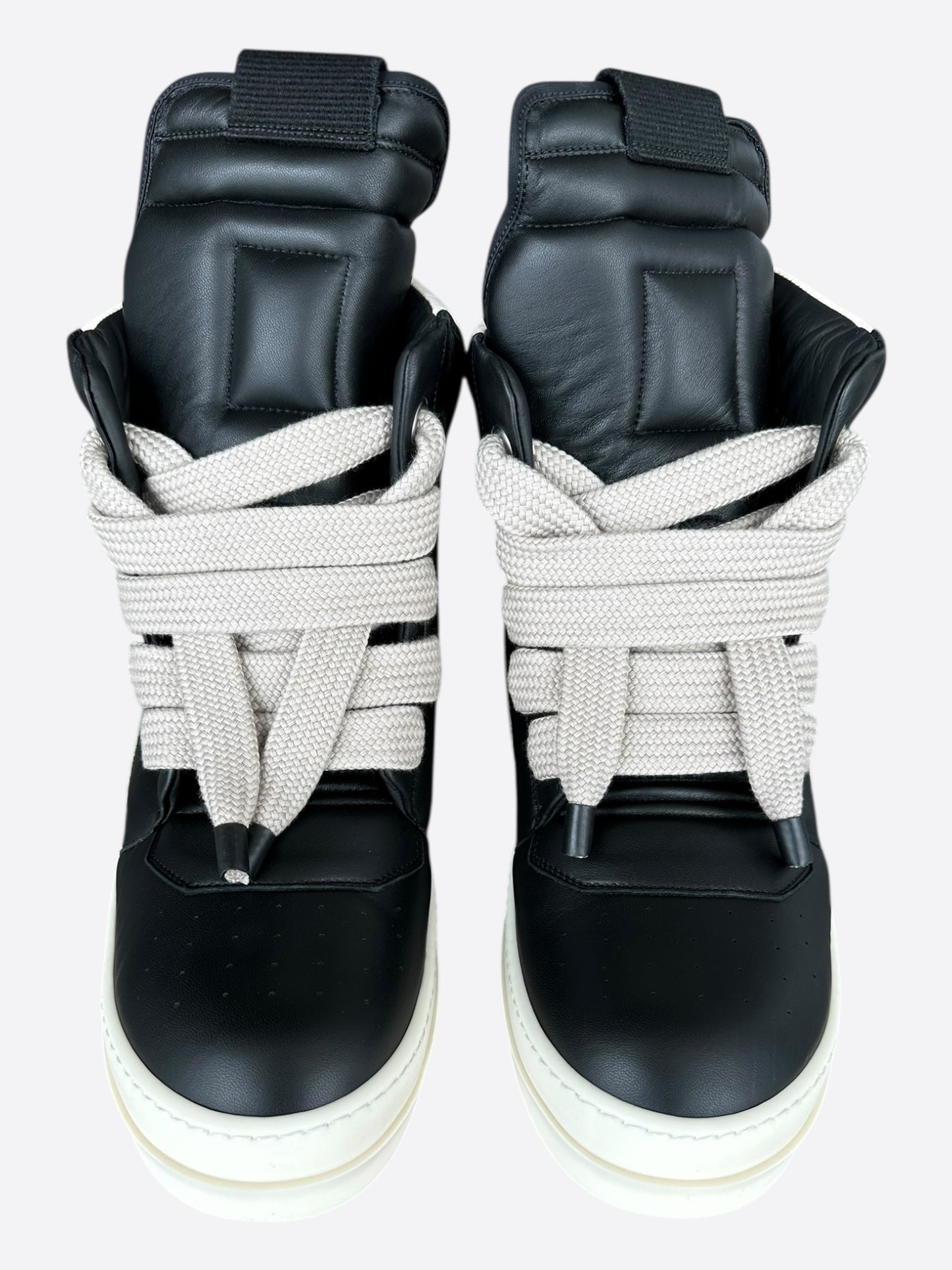 Rick Owens Black & White Leather Jumbo Lace Geobaskets