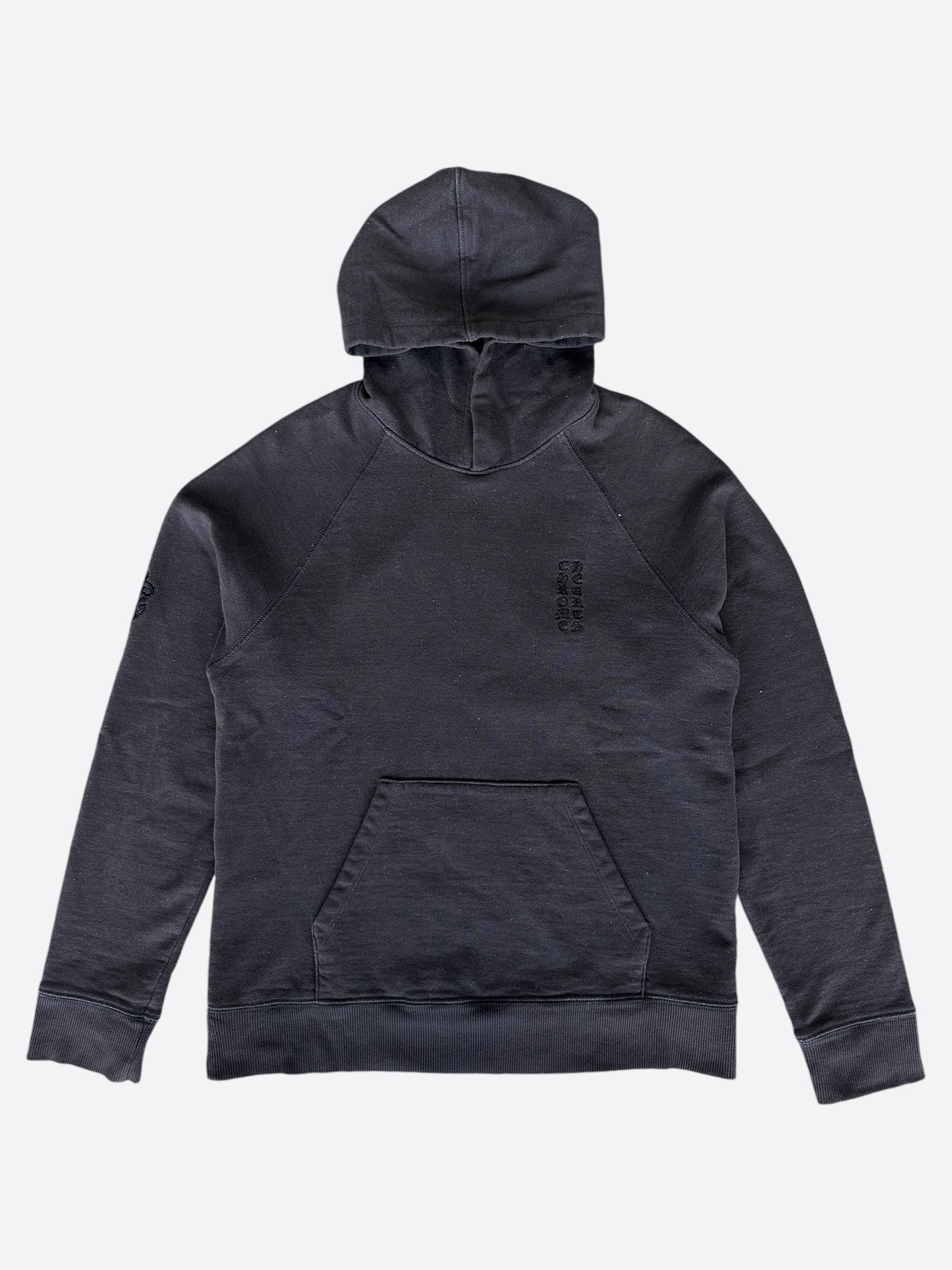 Chrome Hearts Washed Black Embroidered Logo Hoodie