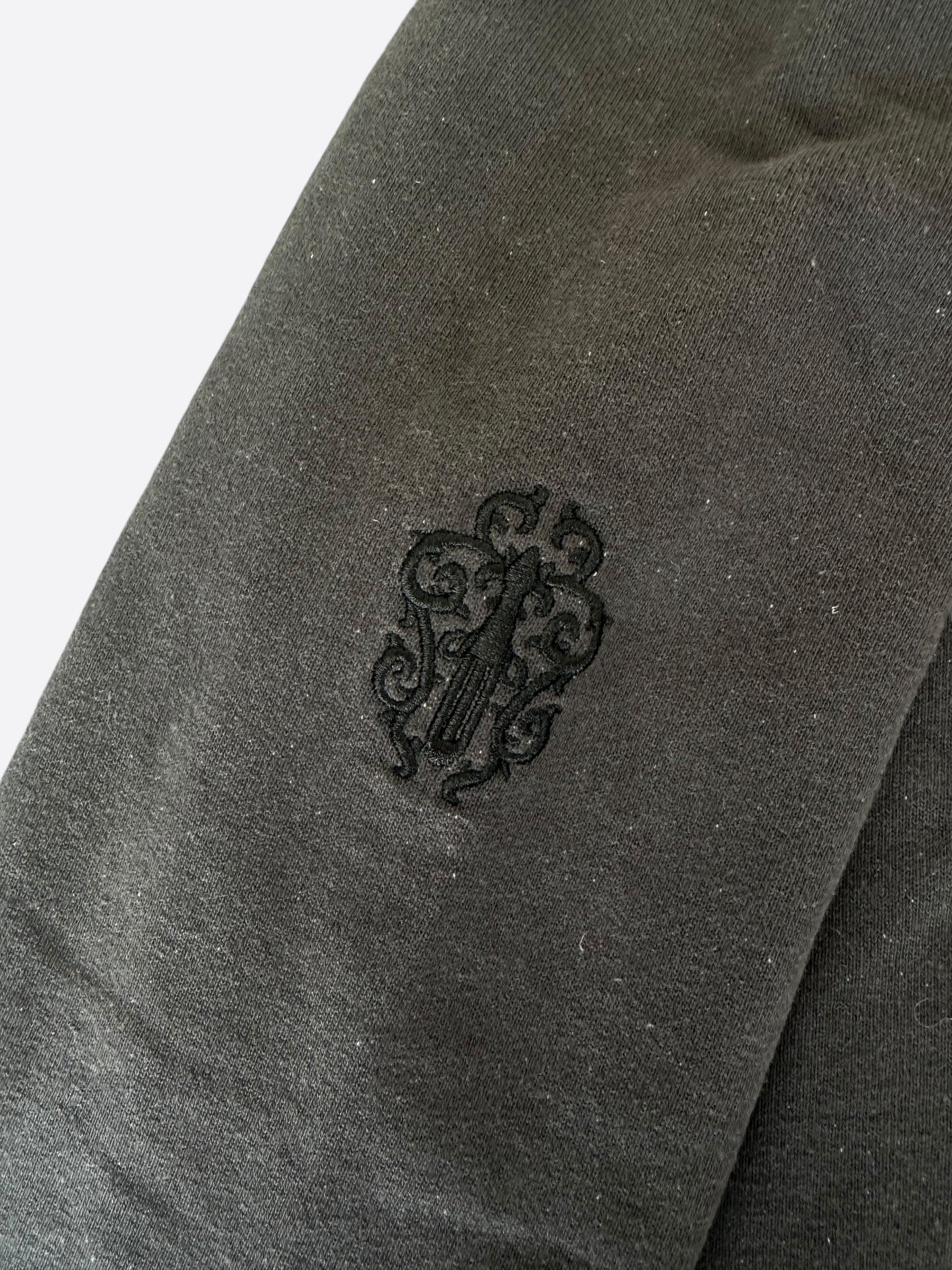 Chrome Hearts Washed Black Embroidered Logo Hoodie