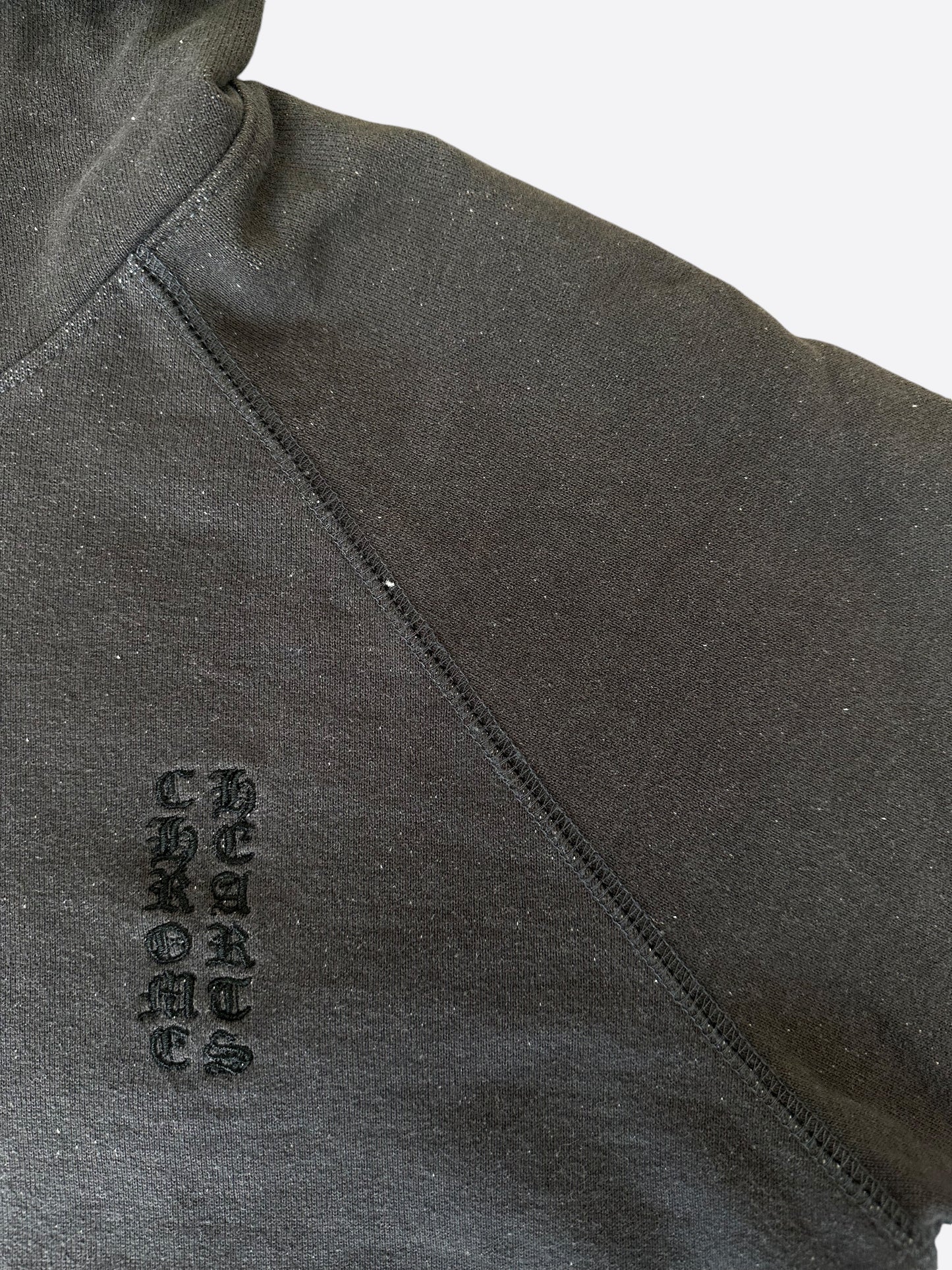 Chrome Hearts Washed Black Embroidered Logo Hoodie