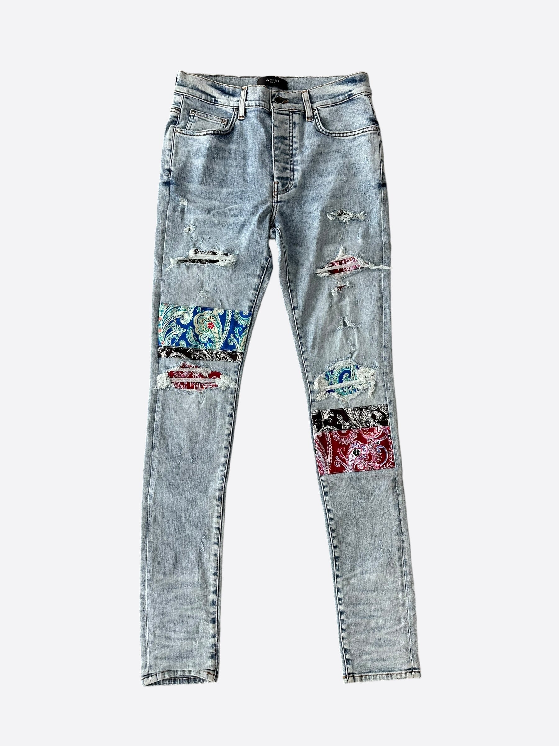 Amiri Blue Paisley Pajama Art Patch Jeans – Savonches