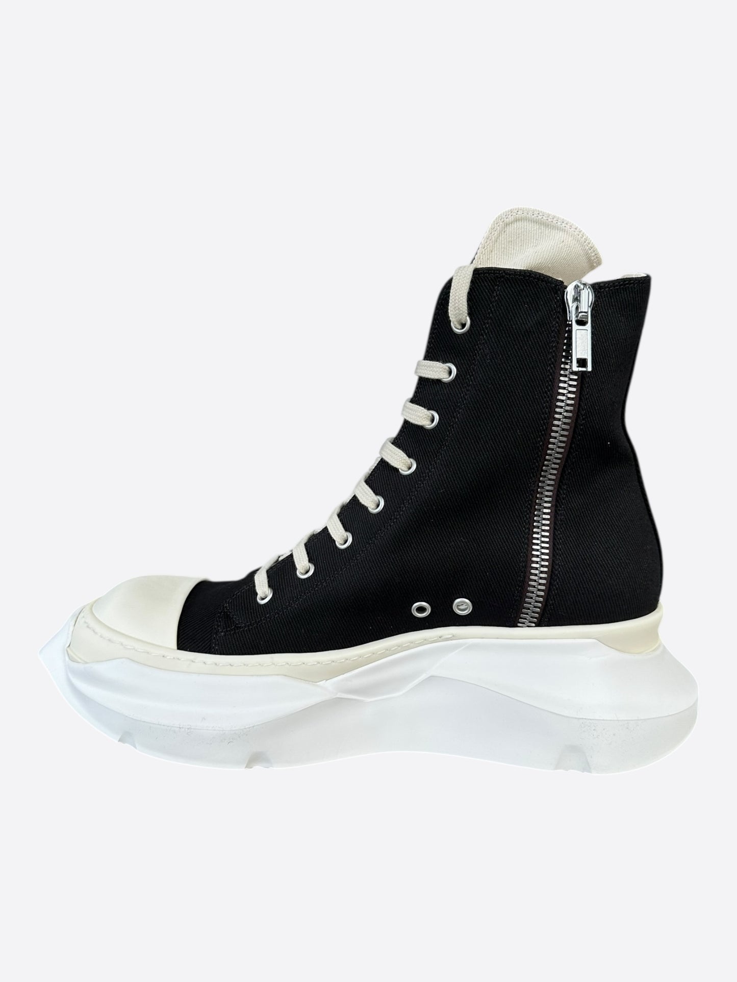 Rick Owens Black & White Pentagram Abstract High Top Sneakers