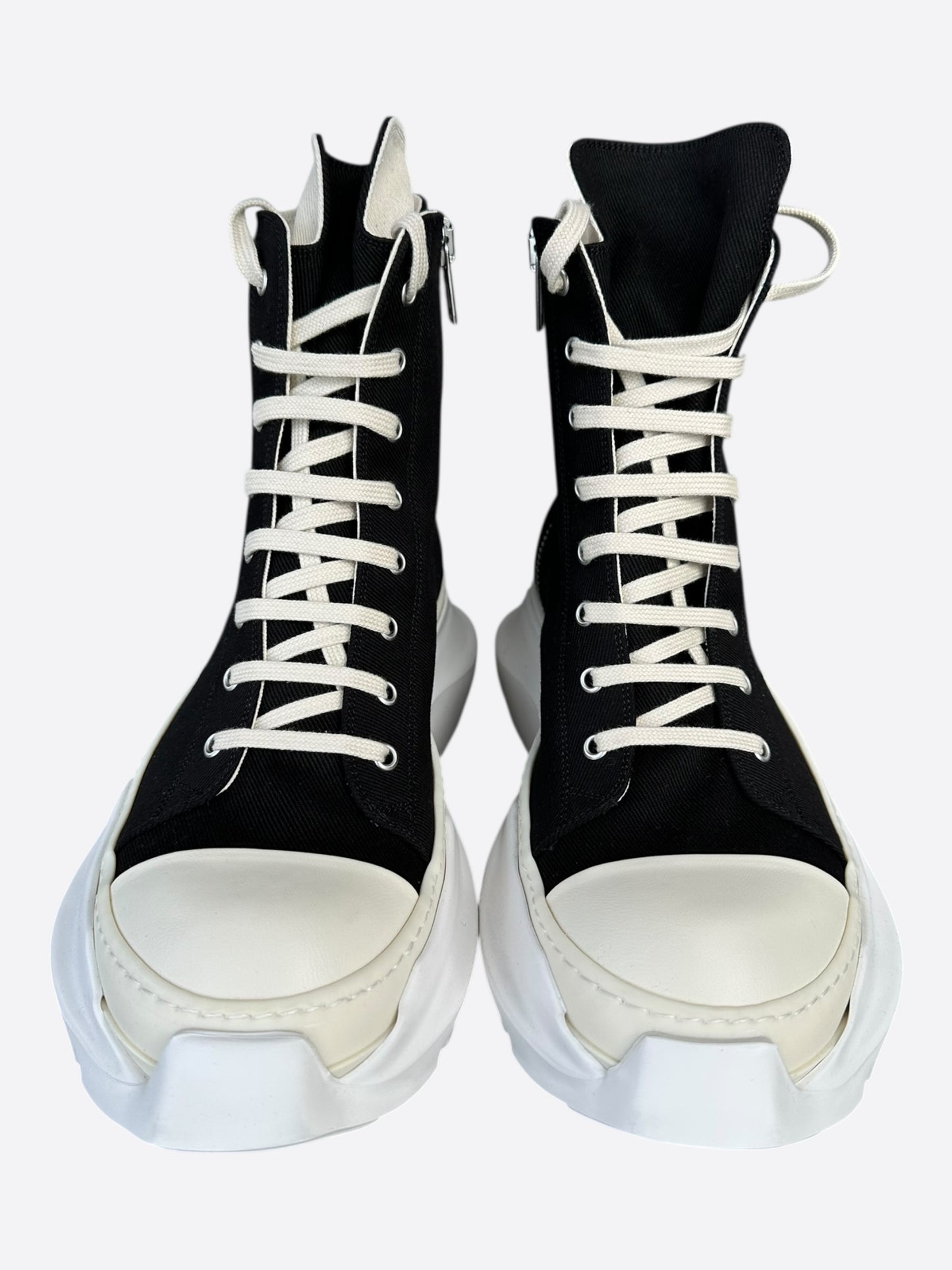 Rick Owens Black & White Pentagram Abstract High Top Sneakers