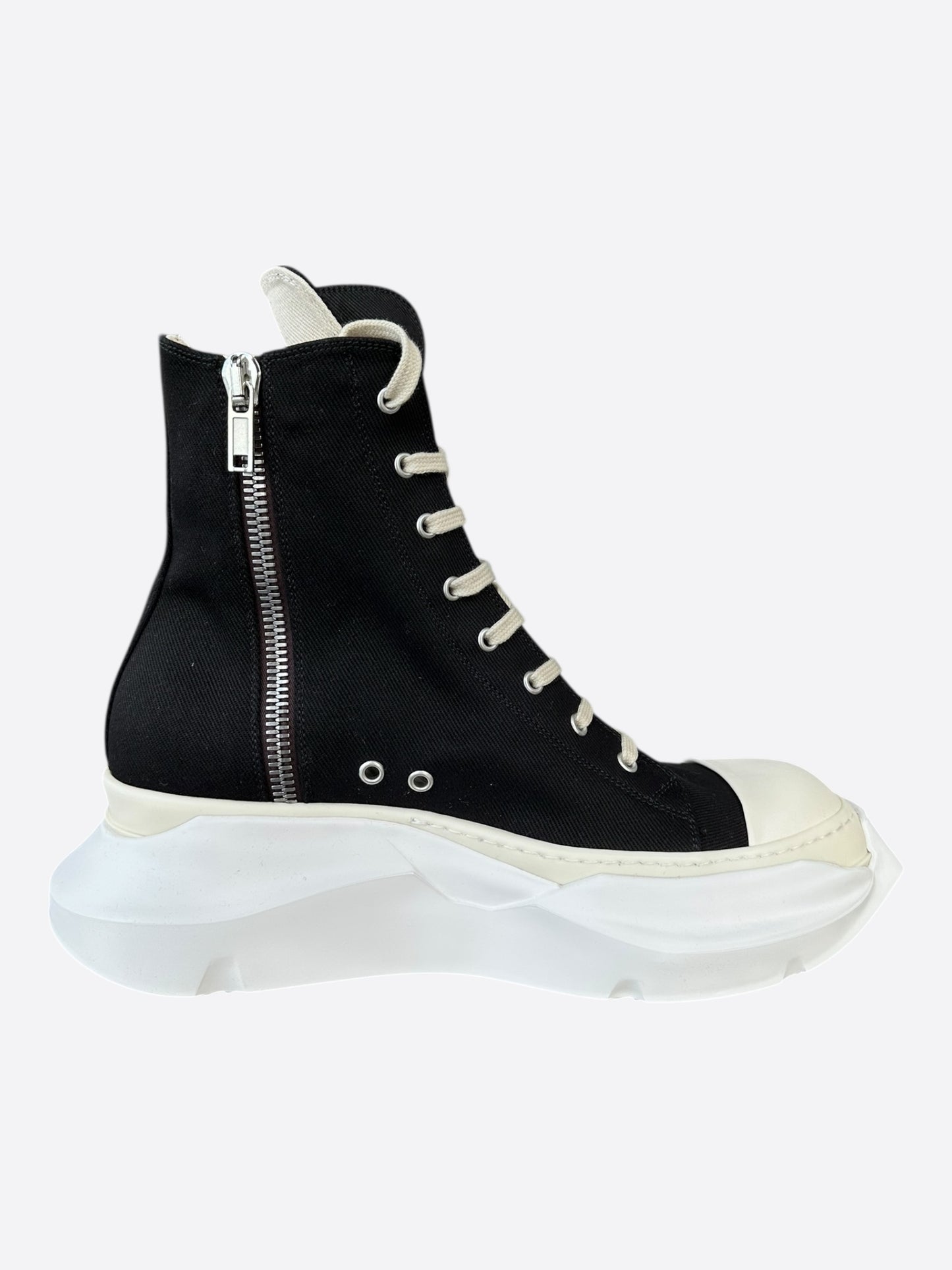 Rick Owens Black & White Pentagram Abstract High Top Sneakers
