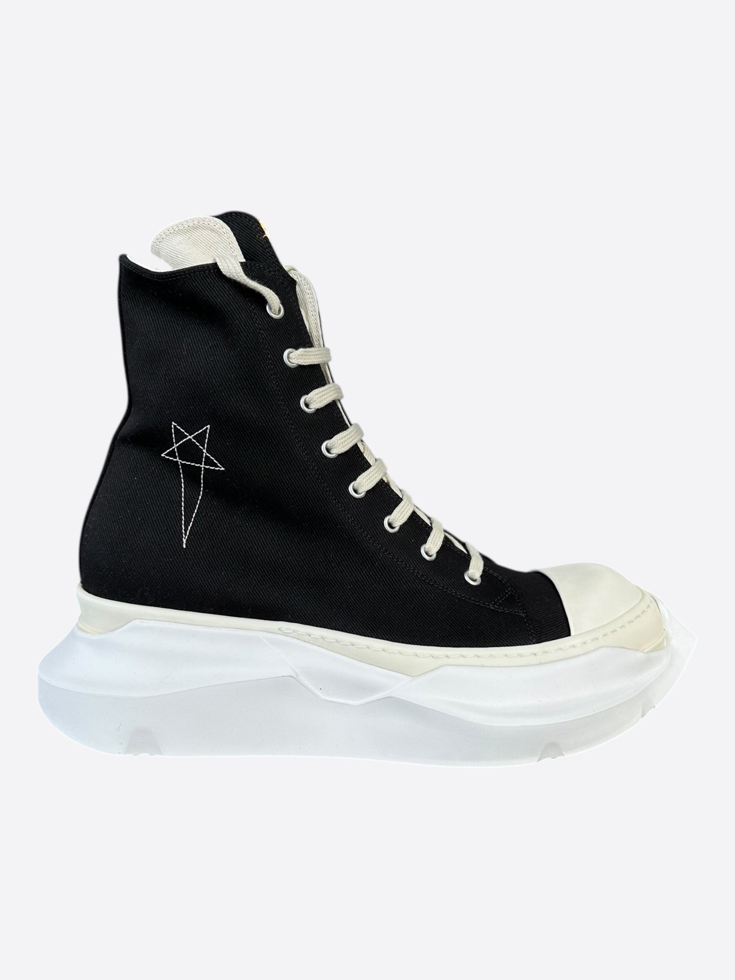 Rick Owens Black & White Pentagram Abstract High Top Sneakers