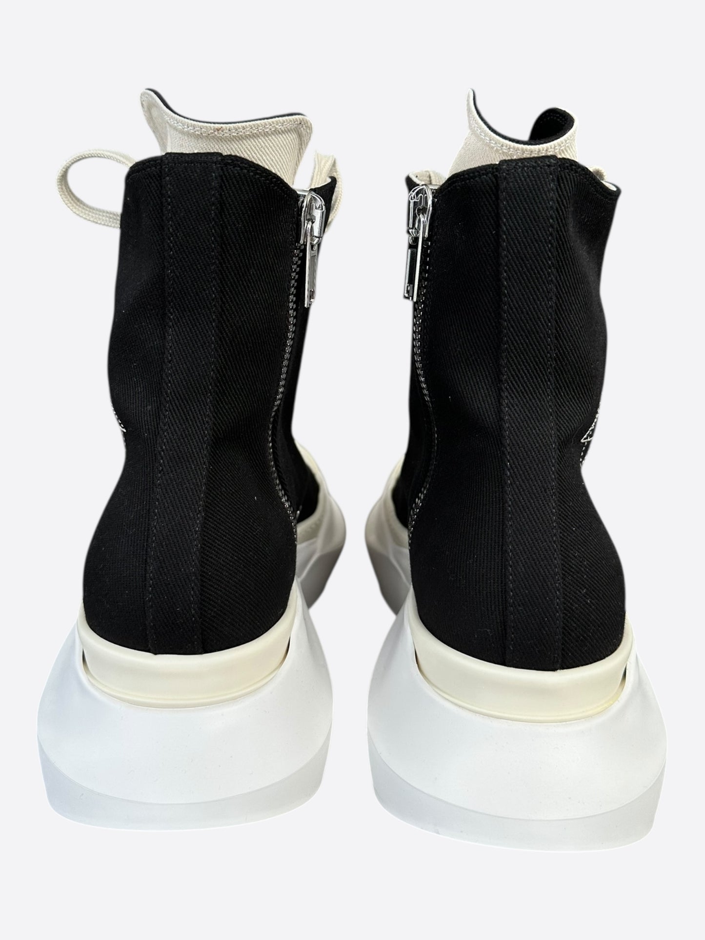 Rick Owens Black & White Pentagram Abstract High Top Sneakers