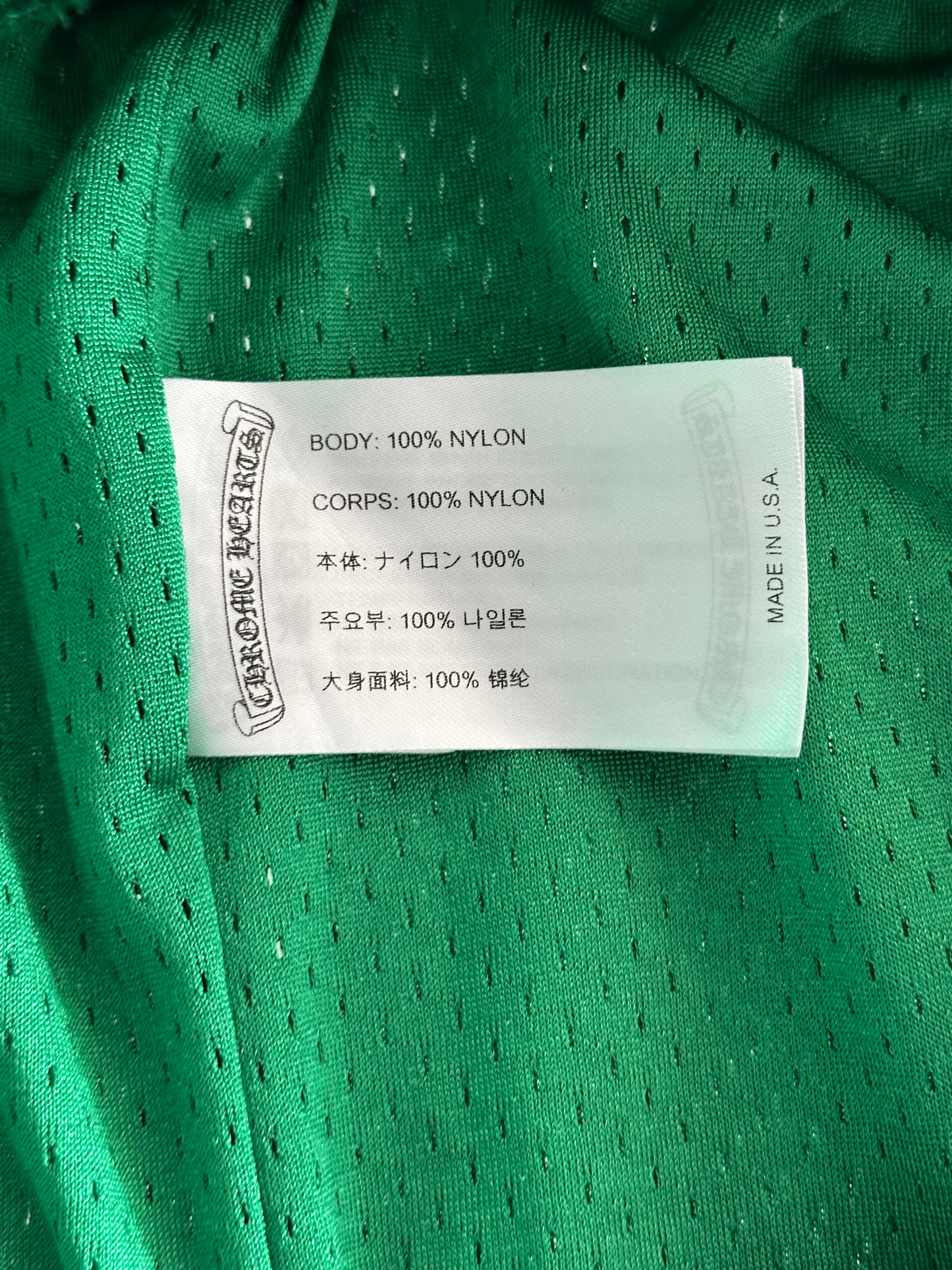 Chrome Hearts Green & Yellow Logo Mesh Shorts