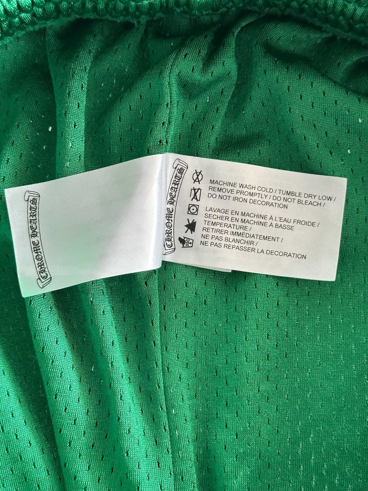 Chrome Hearts Green & Yellow Logo Mesh Shorts