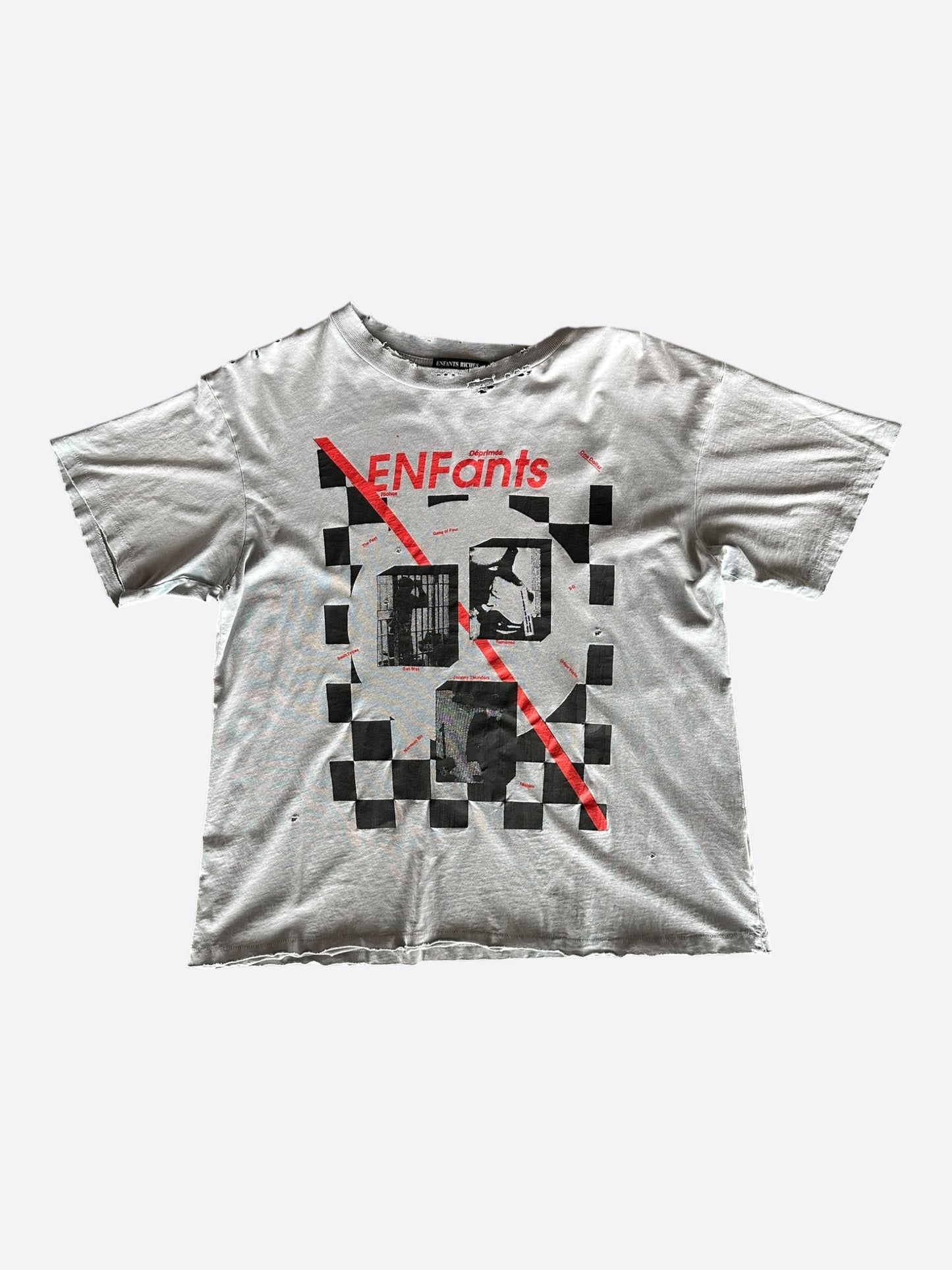 Enfants Riches Deprimes White & Black Checkerd Fan Zine T-Shirt
