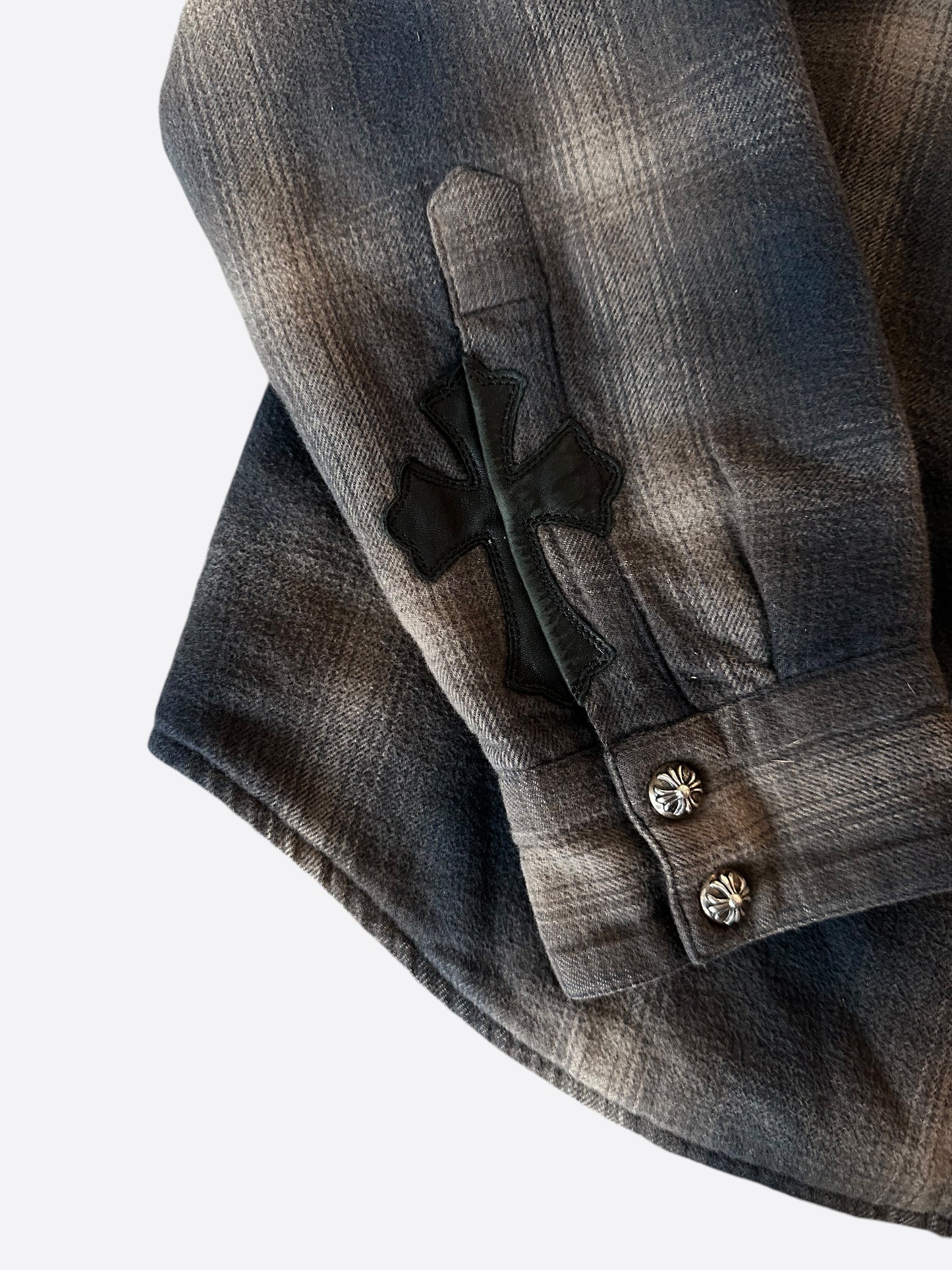 Chrome Hearts Navy Plaid Padded Flannel Jacket