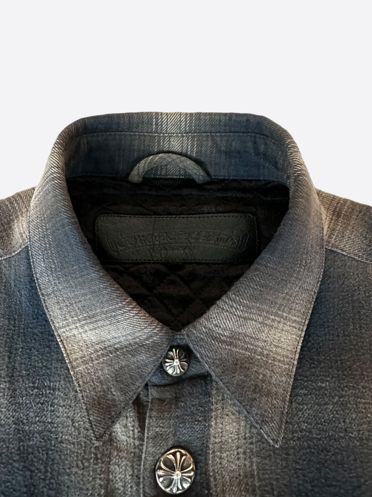 Chrome Hearts Navy Plaid Padded Flannel Jacket