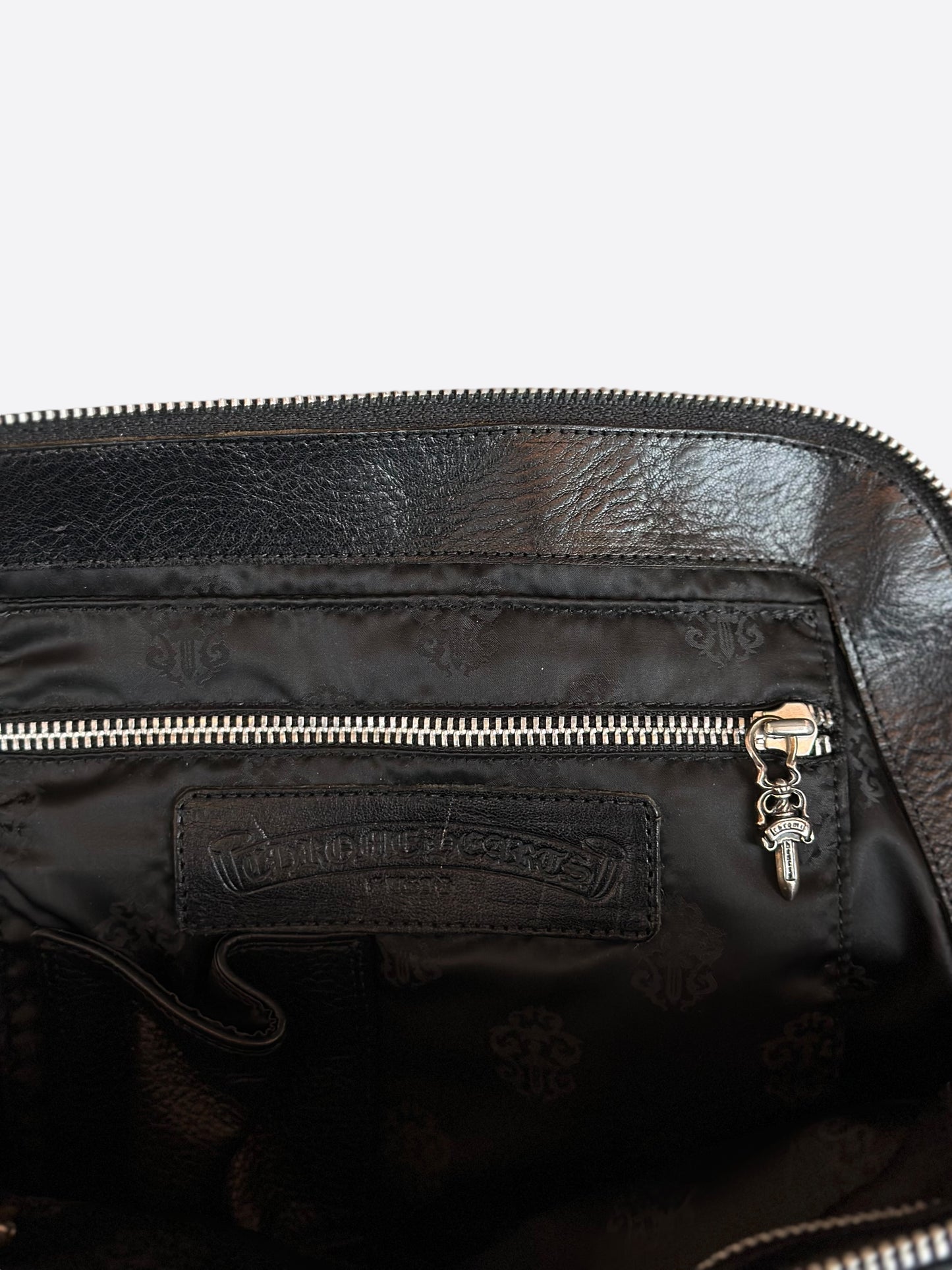 Chrome Hearts Navy Leather Mini Bowling Bag